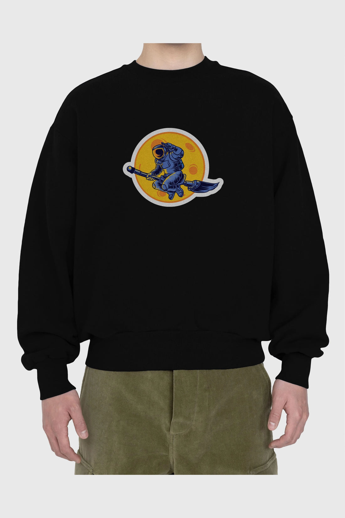 Space Witch Sticker Ön Baskılı Oversize Sweatshirt Erkek Kadın Unisex