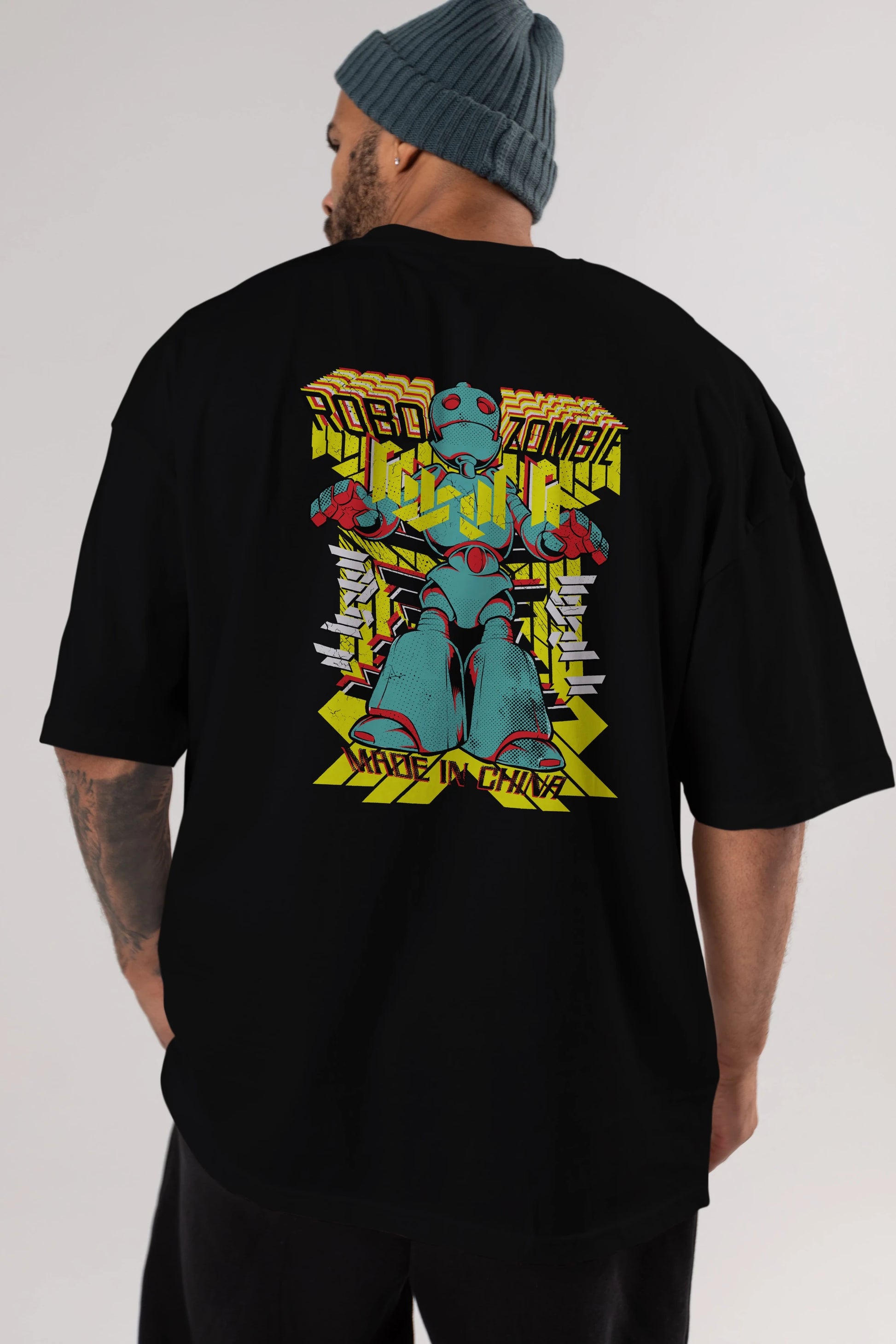 Robo Zombie Arka Baskılı Oversize t-shirt Erkek Kadın Unisex