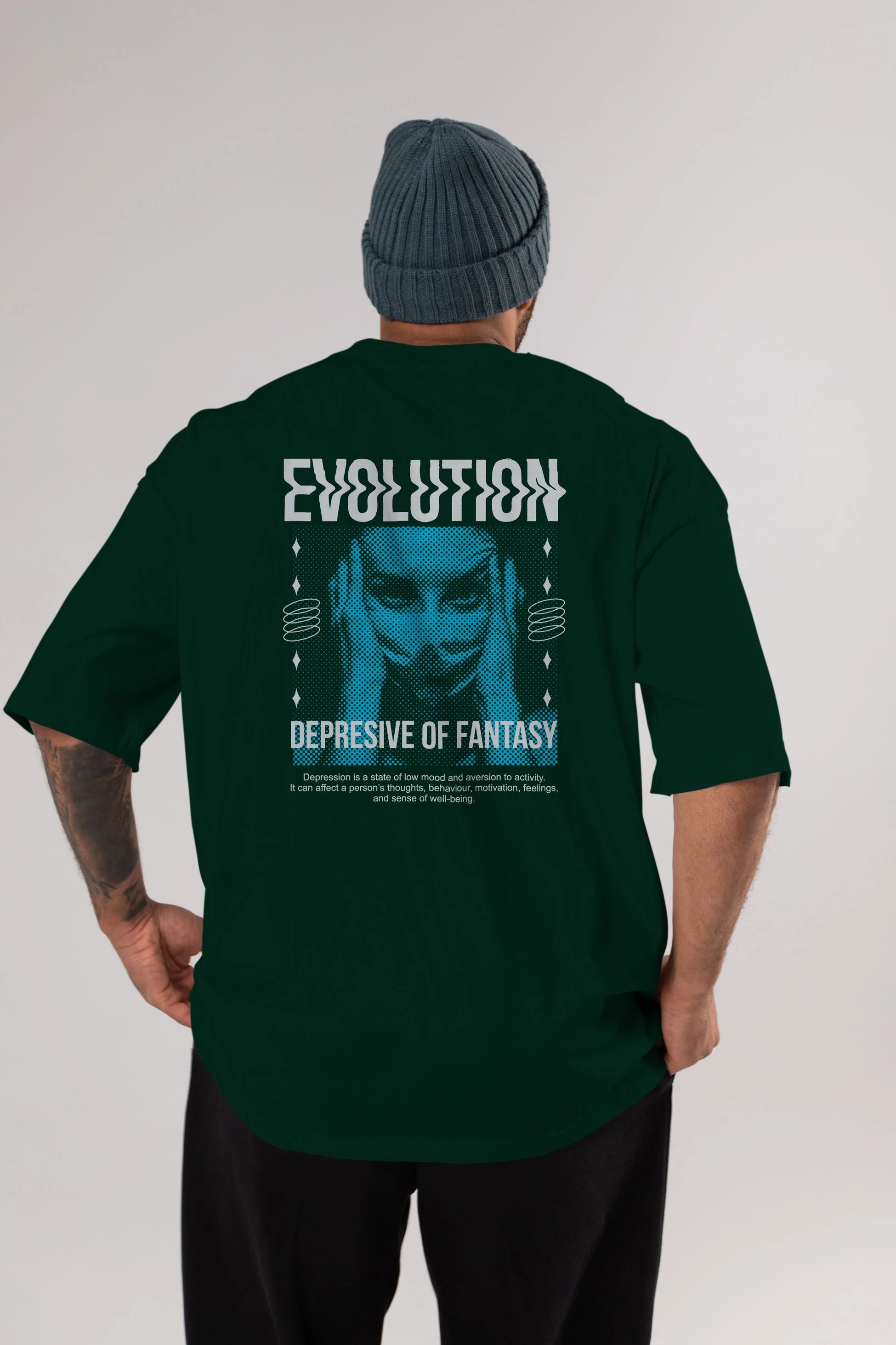 Evolution Arka Baskılı Oversize t-shirt Erkek Kadın Unisex