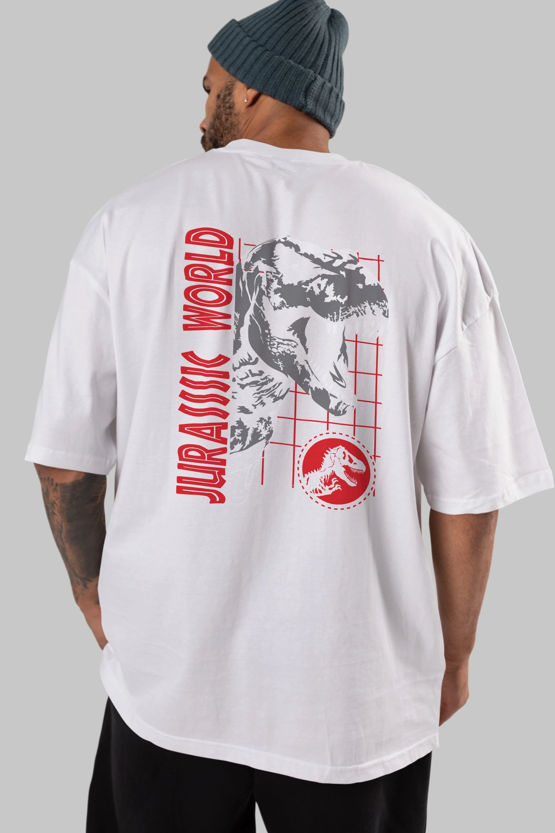 Jurassic Park (2) Arka Baskılı Oversize t-shirt Erkek Kadın Unisex %100 Pamuk Bisiklet Yaka tişort