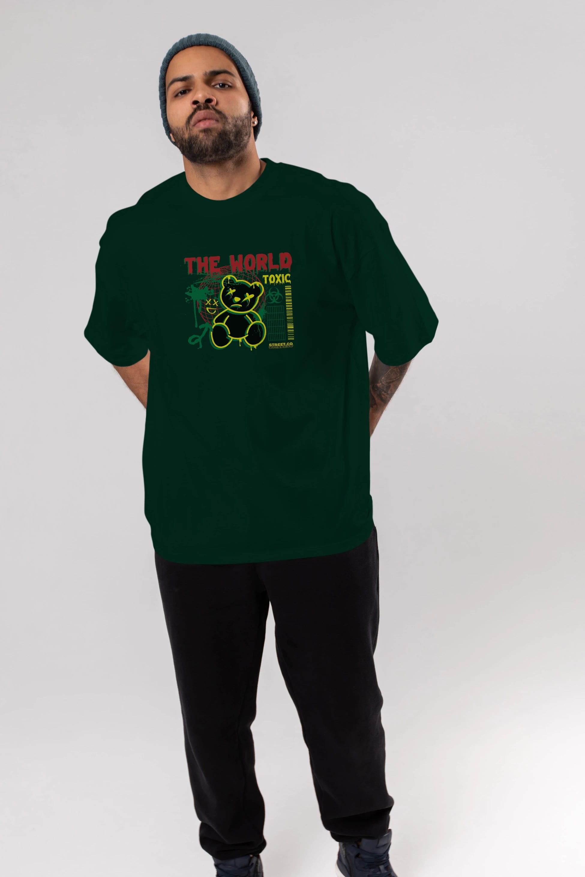 The World Toxic Bear Ön Baskılı Oversize t-shirt Erkek Kadın Unisex