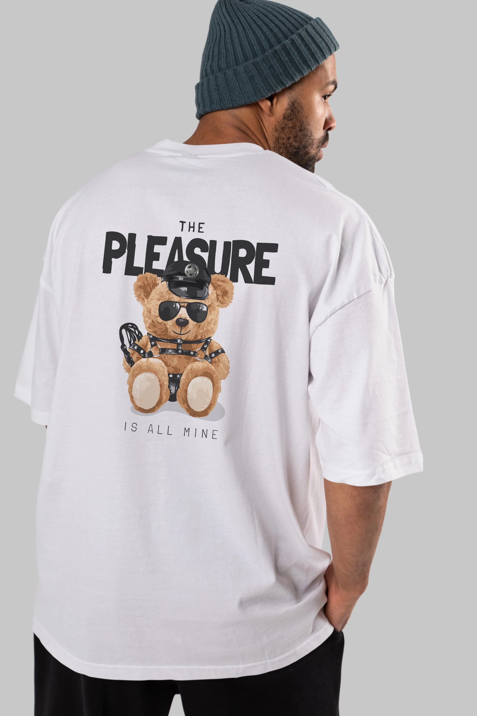 Teddy Bear The Pleasure Arka Baskılı Oversize t-shirt Erkek Kadın Unisex %100 Pamuk