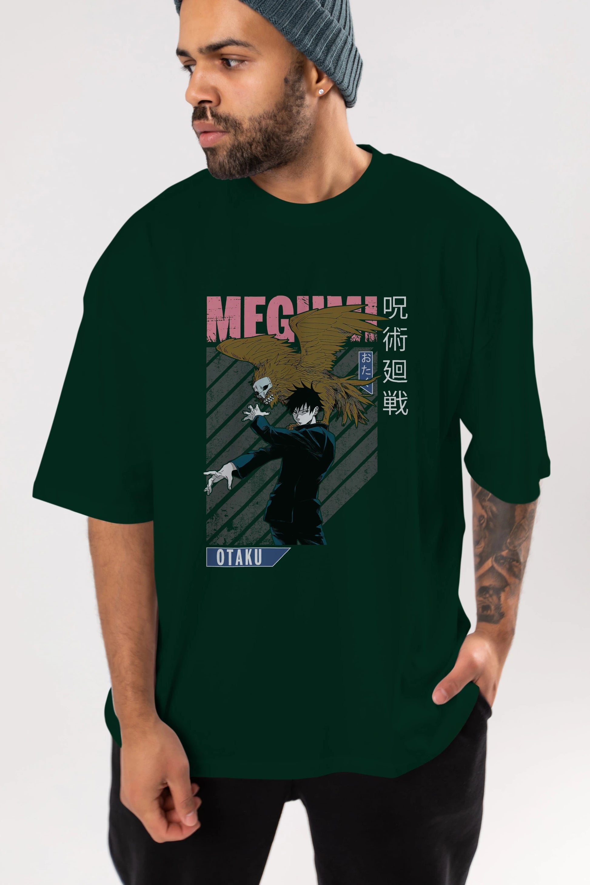 Megumi Fushiguro 2 Anime Ön Baskılı Oversize t-shirt %100 pamuk Erkek Kadın Unisex