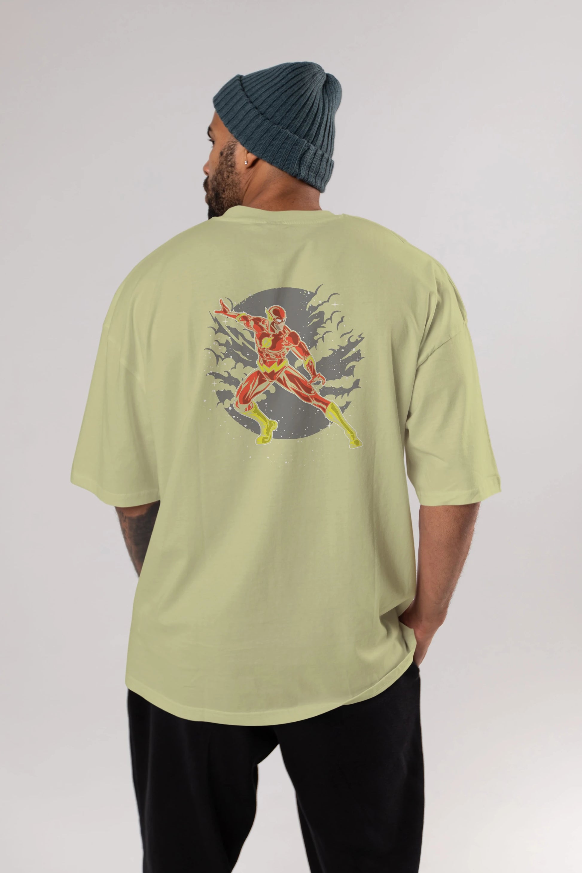 The Flash Arka Baskılı Oversize t-shirt Erkek Kadın Unisex %100 Pamuk