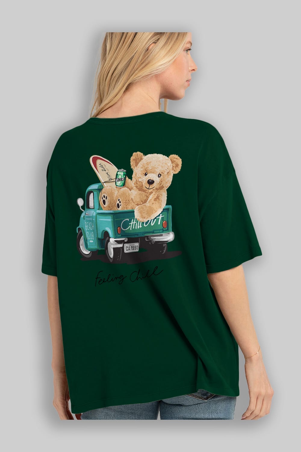Teddy Bear Chill Out Arka Baskılı Oversize t-shirt Erkek Kadın Unisex %100 Pamuk