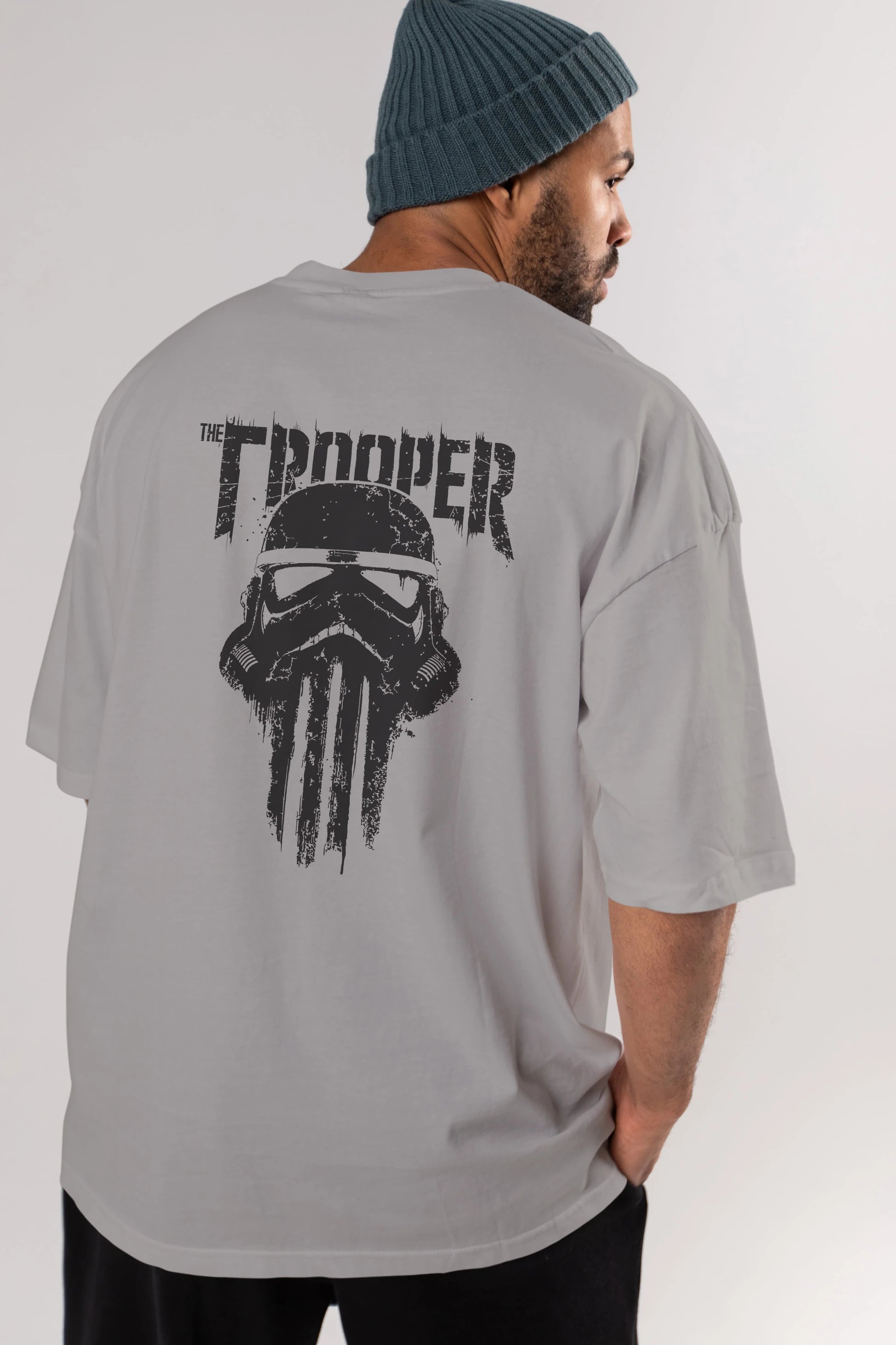 The Trooper Arka Baskılı Oversize t-shirt Erkek Kadın Unisex %100 Pamuk Bisiklet Yaka tişort