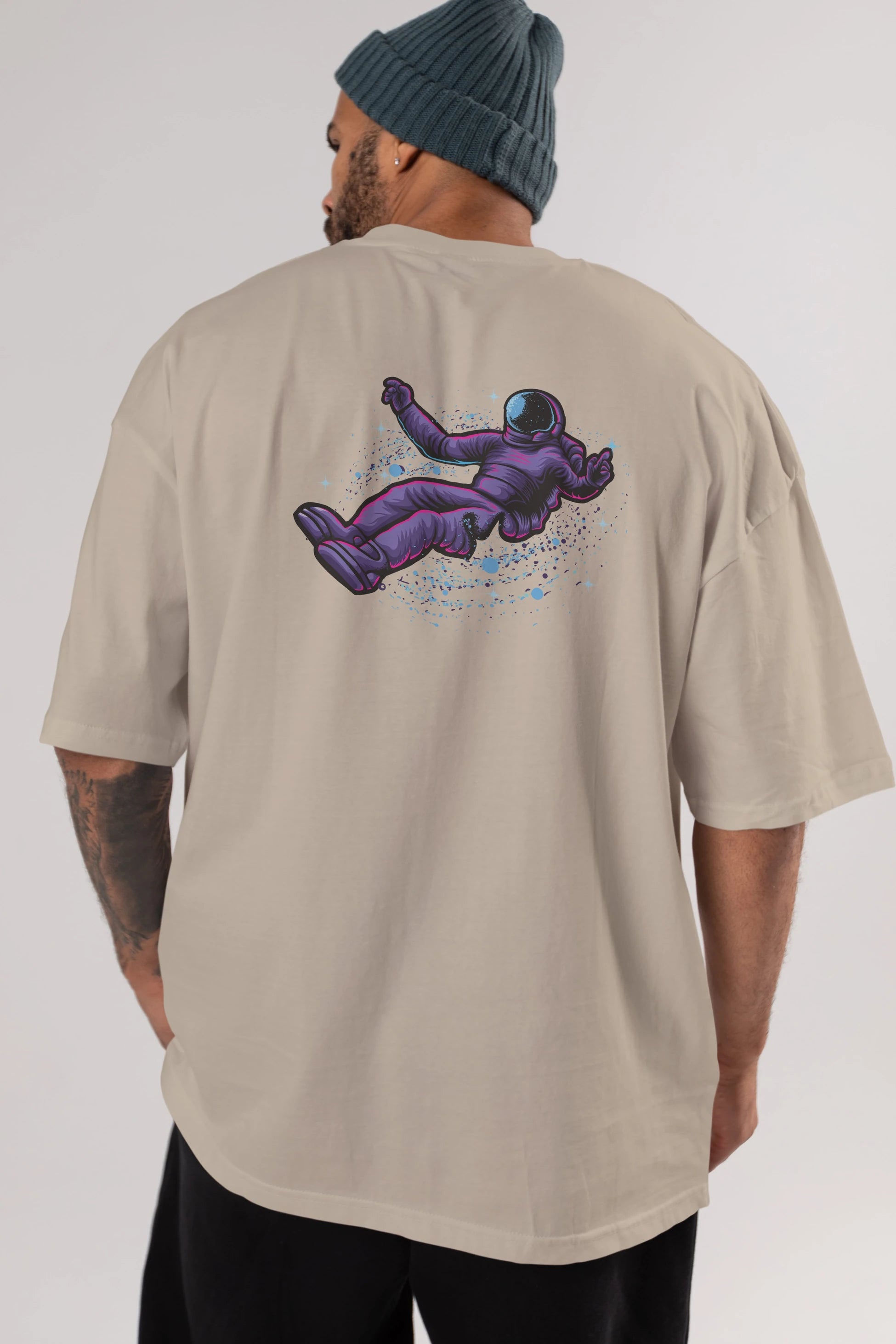 Having fun in outer space Arka Baskılı Oversize t-shirt Erkek Kadın Unisex