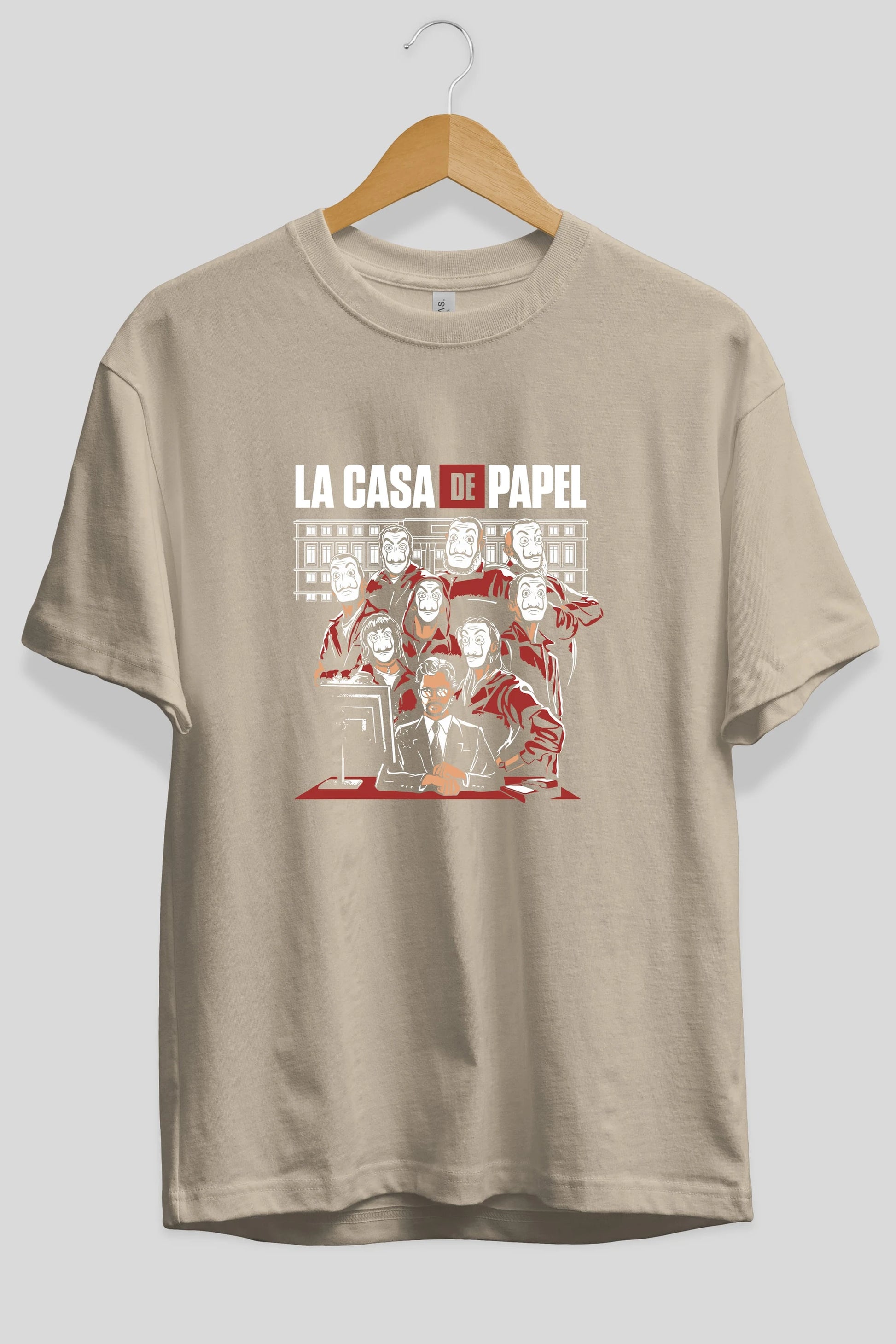La Casa De Papel (5) Ön Baskılı Oversize t-shirt Erkek Kadın Unisex %100 Pamuk Bisiklet Yaka tişort