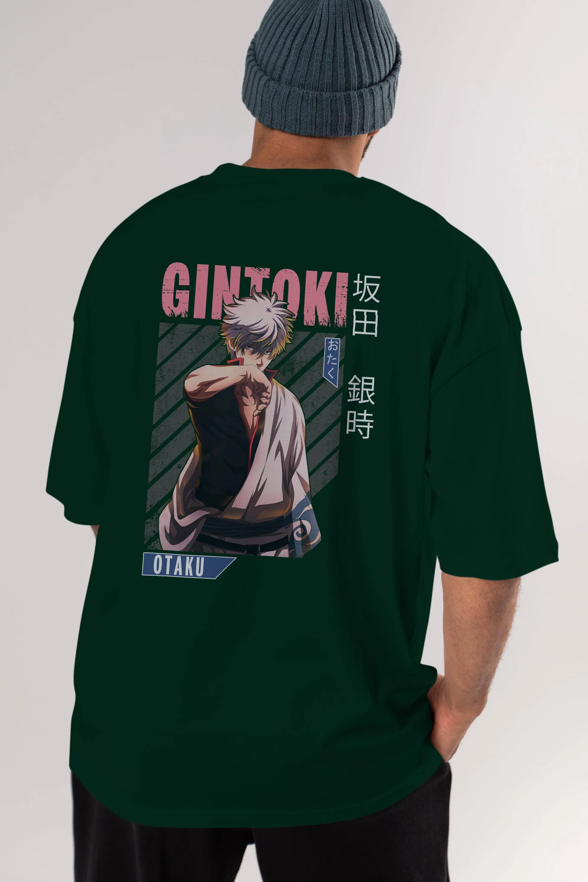 Gintoki Sakata Anime Arka Baskılı Oversize t-shirt Erkek Kadın Unisex
