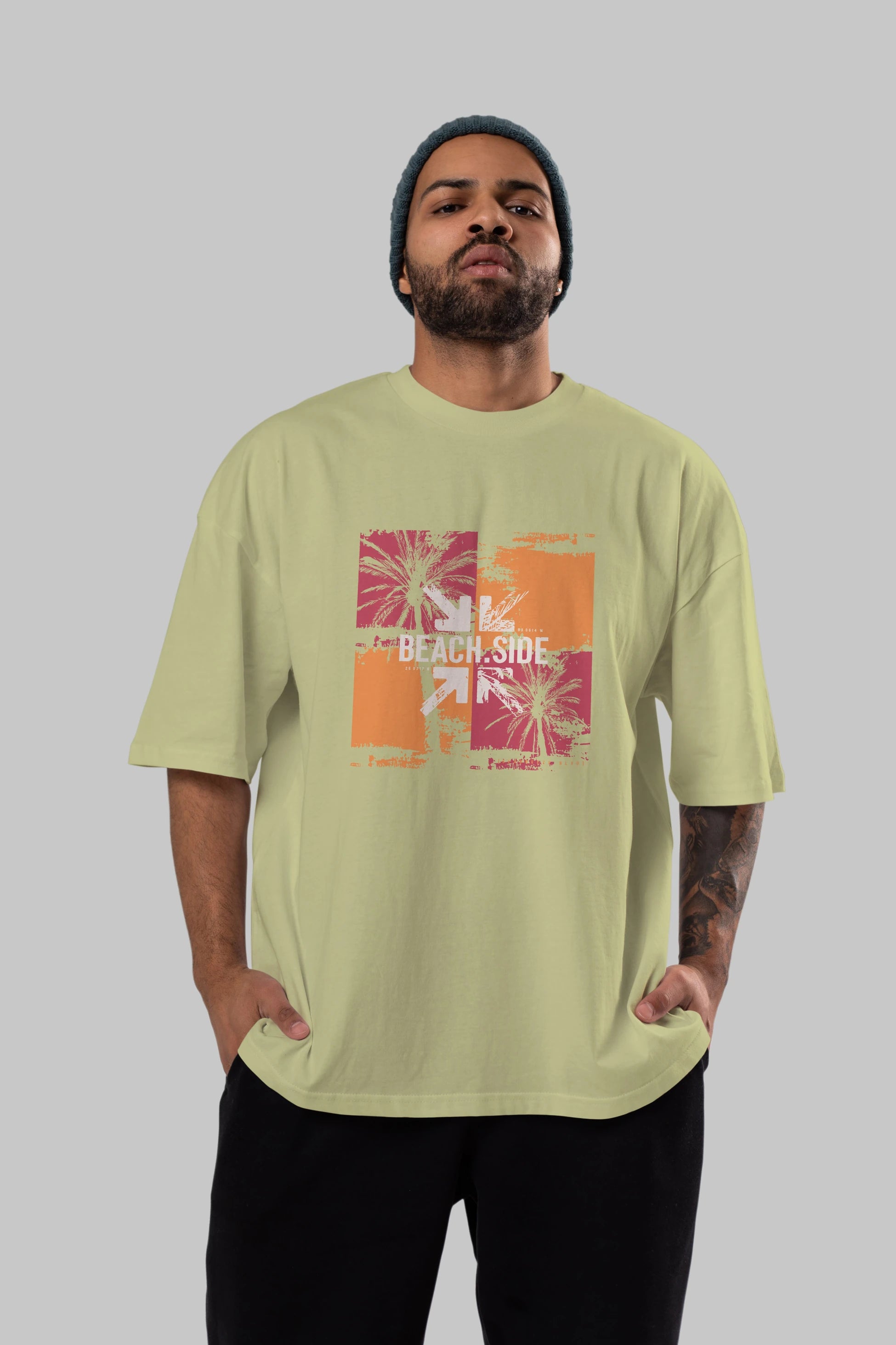 Beach Side Ön Baskılı Oversize t-shirt Erkek Kadın Unisex