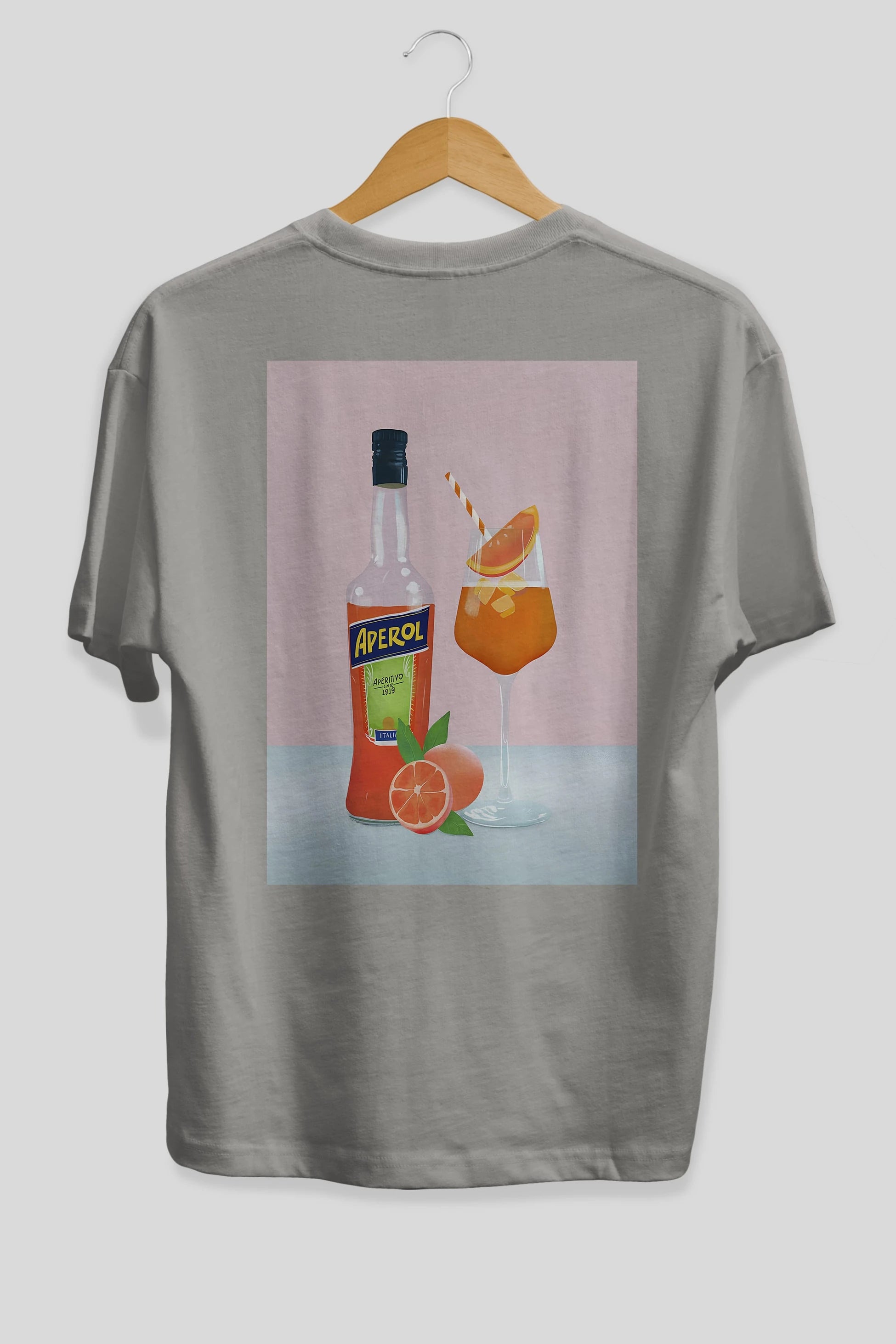 Aperol Spritz 3 Arka Baskılı Oversize t-shirt Erkek Kadın Unisex %100 Pamuk Bisiklet Yaka tişort