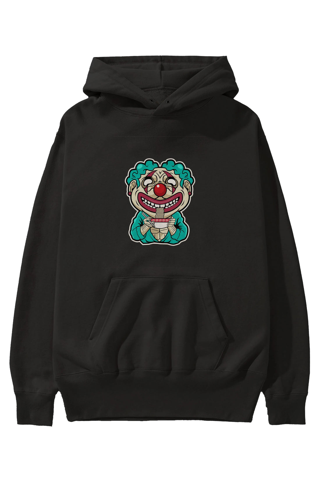 Clown Ramen Ön Baskılı Hoodie Oversize Kapüşonlu Sweatshirt Erkek Kadın Unisex