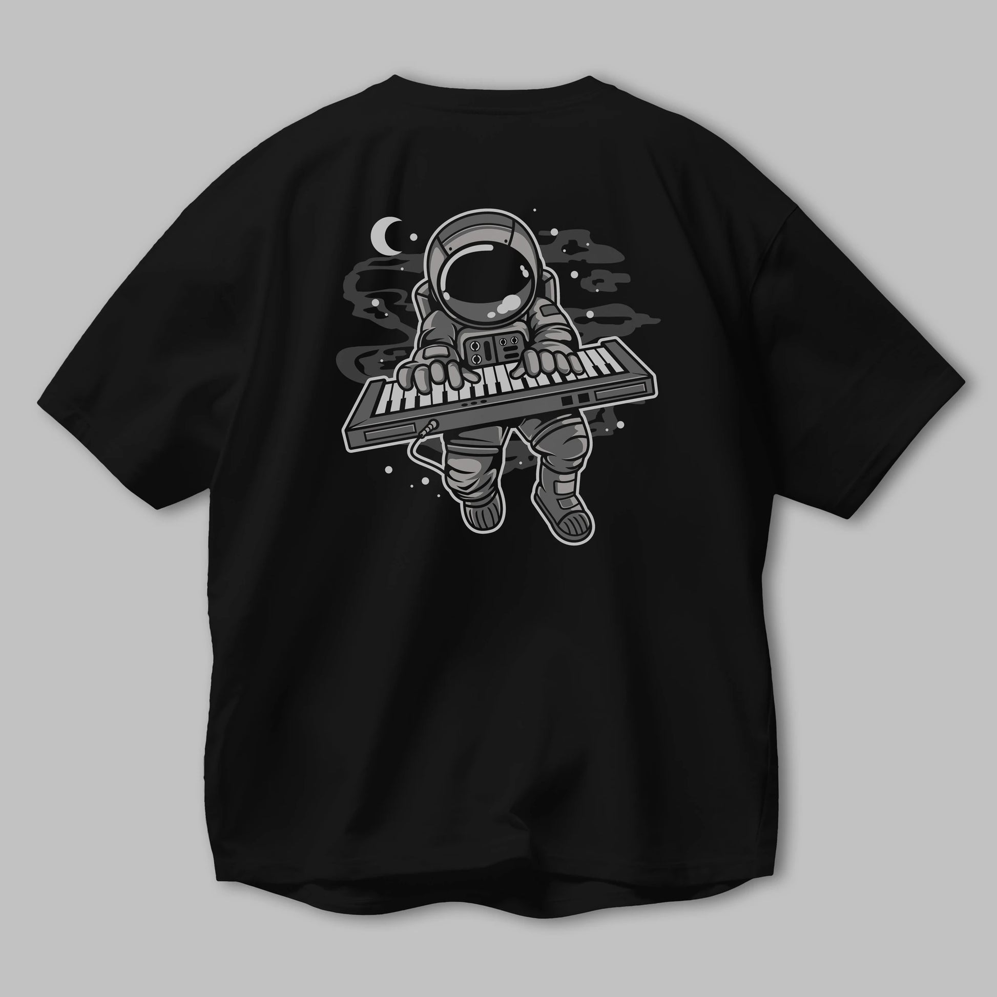 Astronaut Keyboard Arka Baskılı Oversize t-shirt Erkek Kadın Unisex