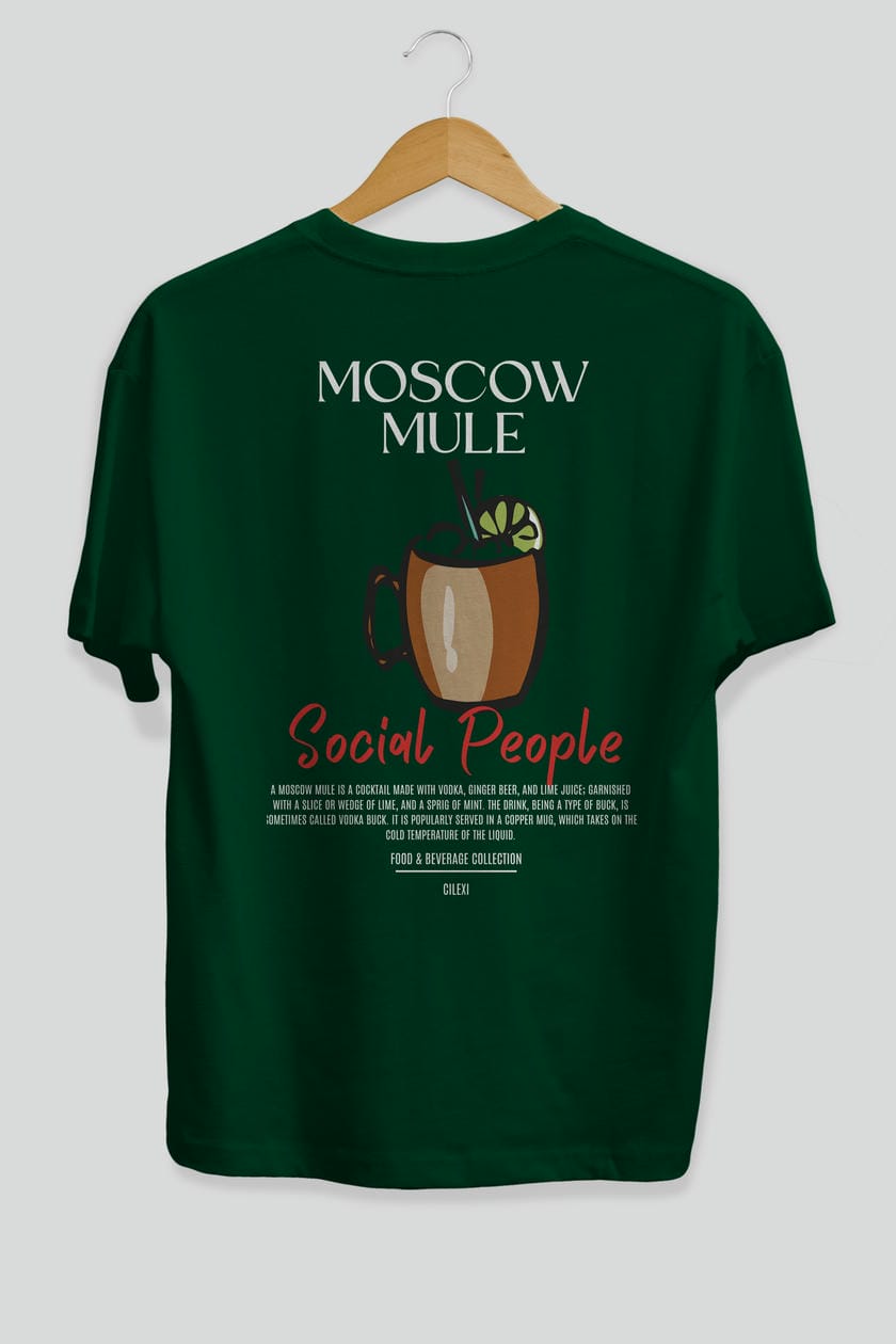 Moscow Mule Kokteyl Serisi Baskılı Oversize t-shirt Erkek Kadın Unisex %100 Pamuk Bisiklet Yaka tişort