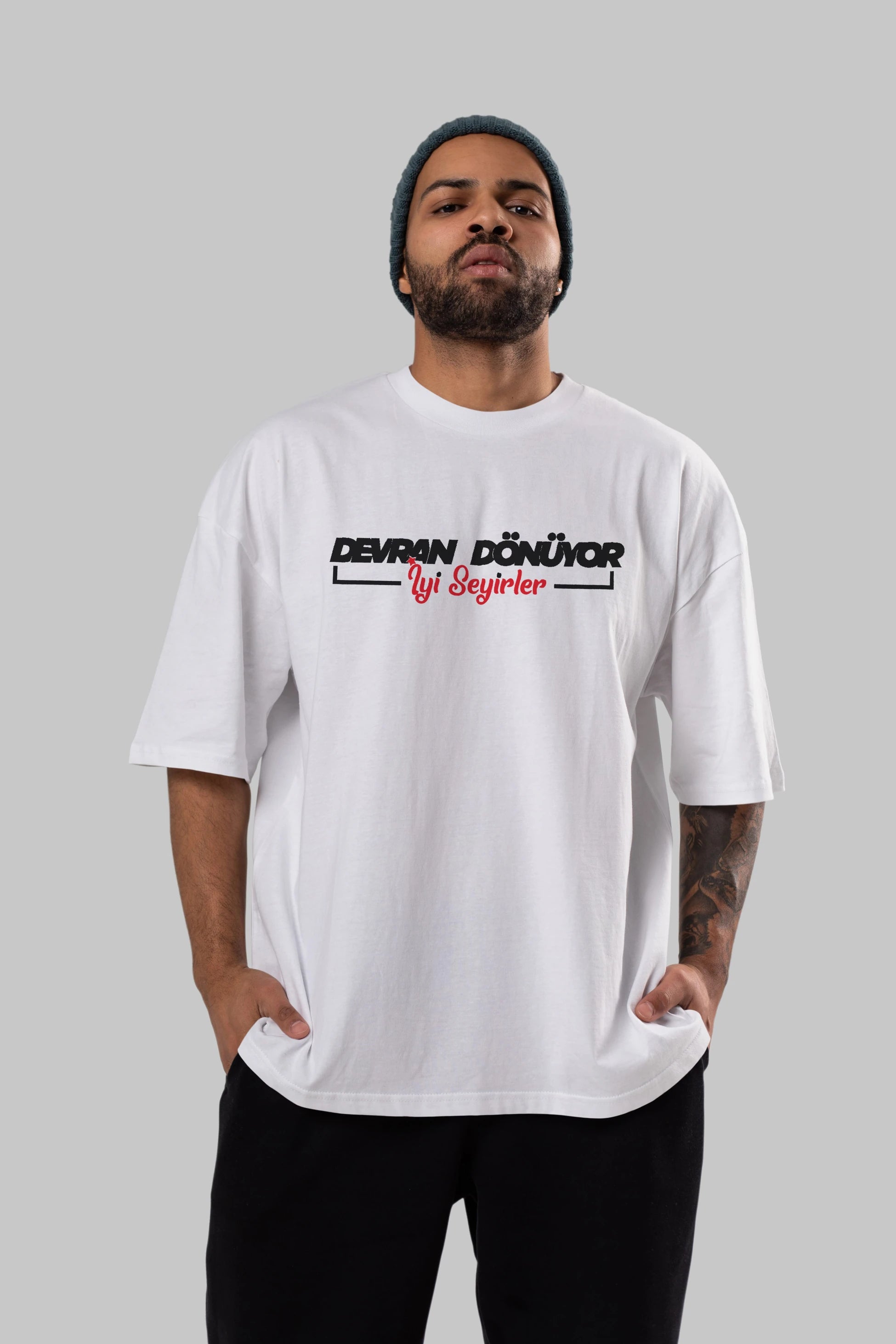 Devran Dönüyor İyi Seyirler Ön Baskılı Oversize t-shirt %100 pamuk Erkek Kadın Unisex