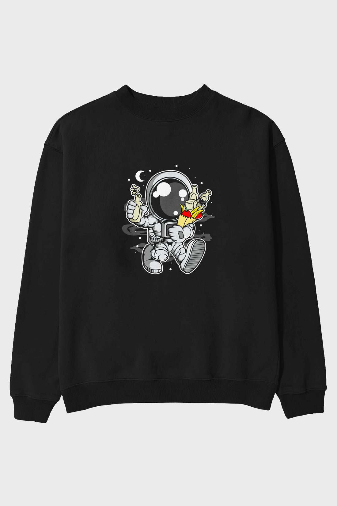 Astronaut Grochery Ön Baskılı Oversize Sweatshirt Erkek Kadın Unisex