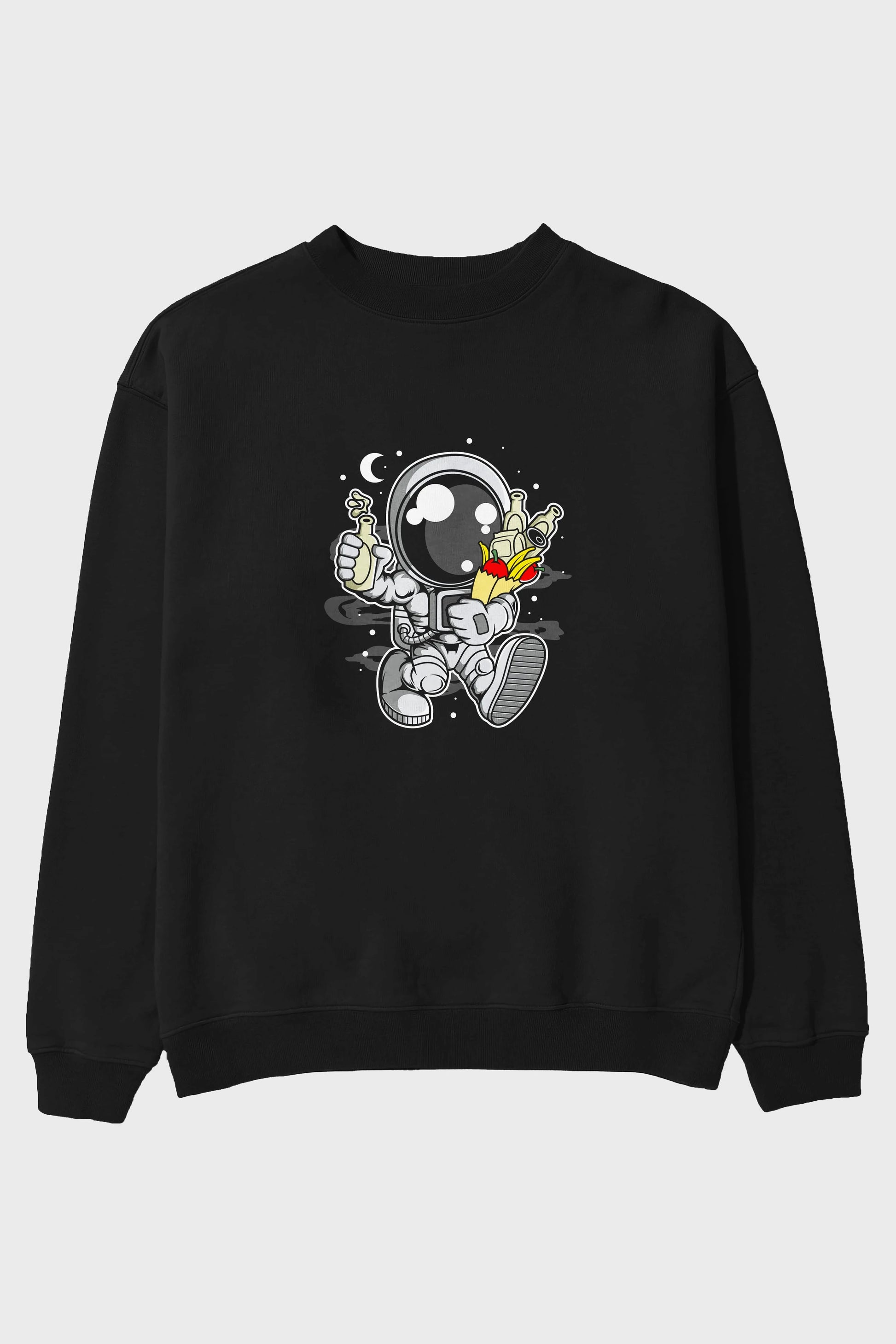 Astronaut Grochery Ön Baskılı Oversize Sweatshirt Erkek Kadın Unisex