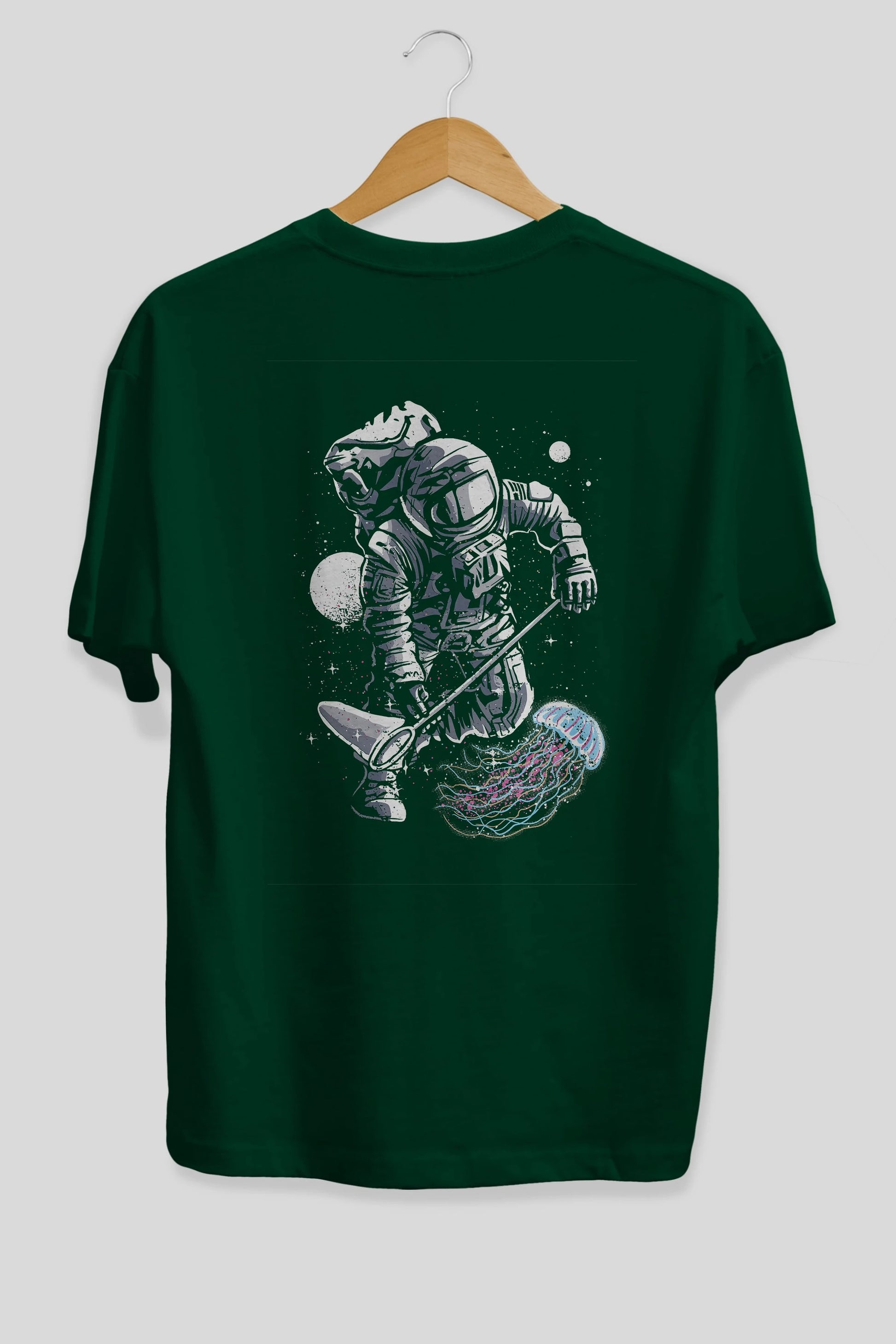Astronaut Jellyfish Arka Baskılı Oversize t-shirt Erkek Kadın Unisex %100 Pamuk