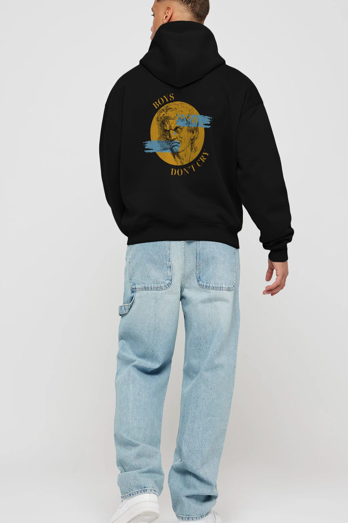 Boys Don't Cry Yazılı Arka Baskılı Oversize Hoodie Kapüşonlu Sweatshirt Erkek Kadın Unisex