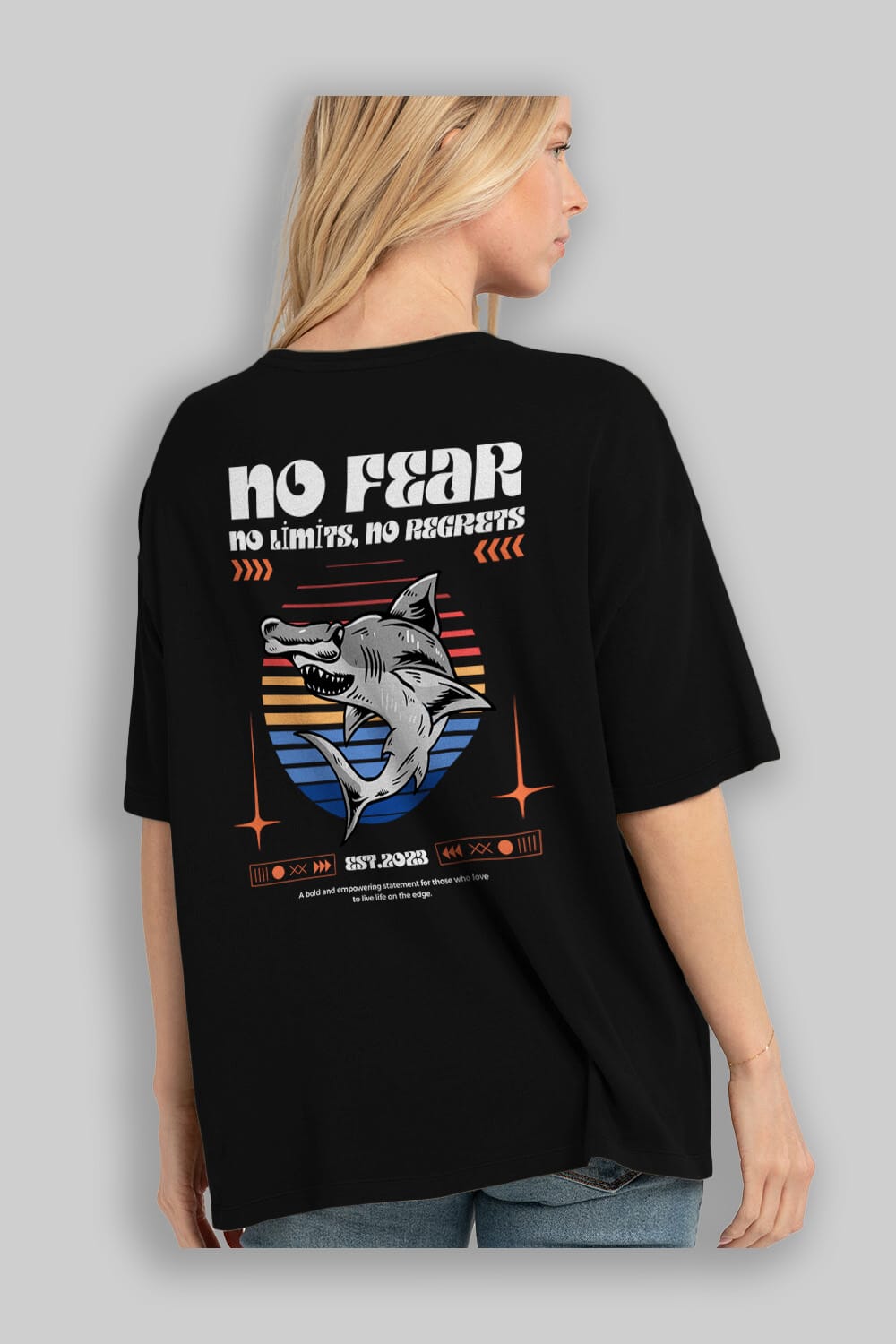 No Fear Yazılı Arka Baskılı Oversize t-shirt Erkek Kadın Unisex