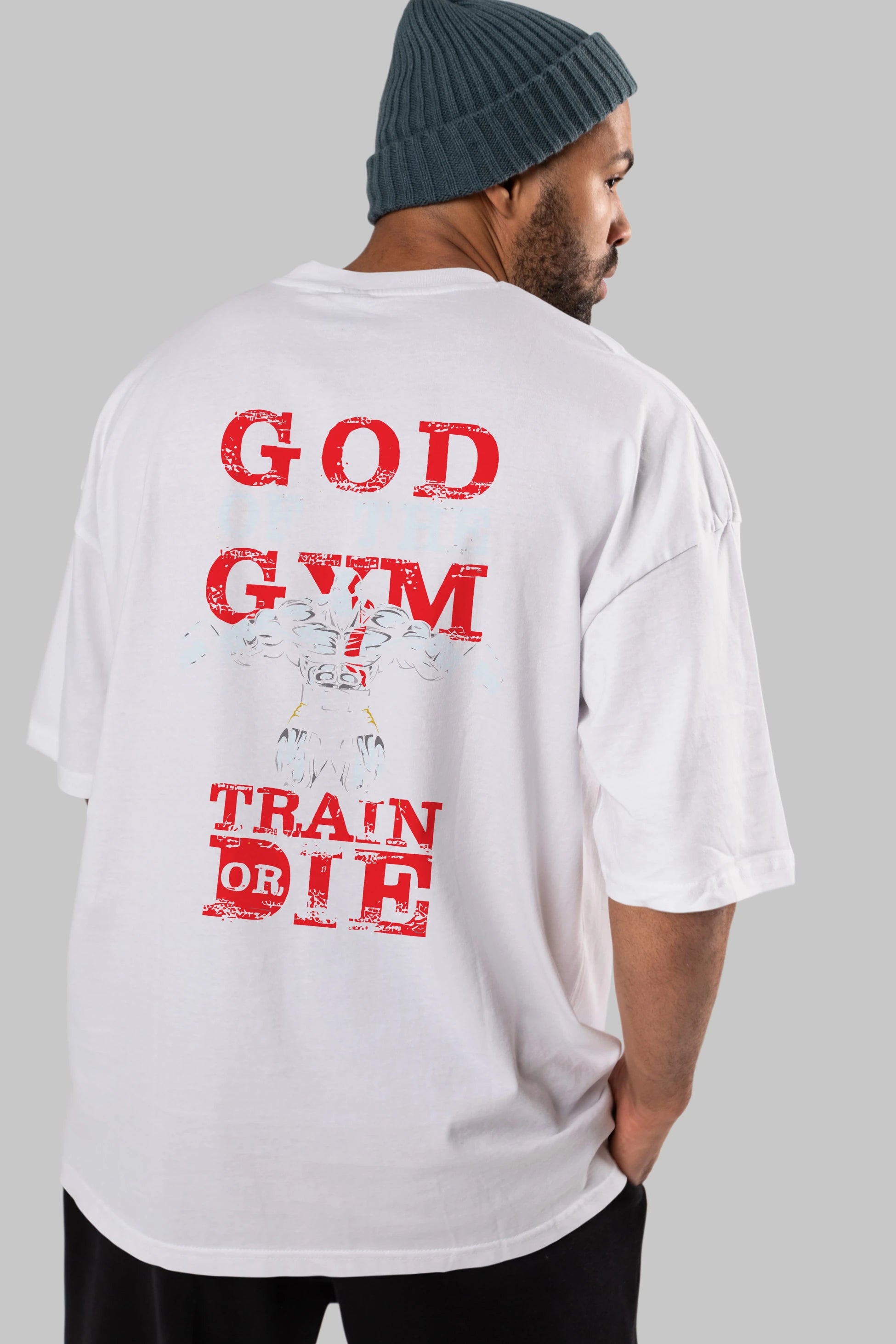God of The GYM Arka Baskılı Oversize t-shirt Erkek Kadın Unisex %100 Pamuk Bisiklet Yaka tişort