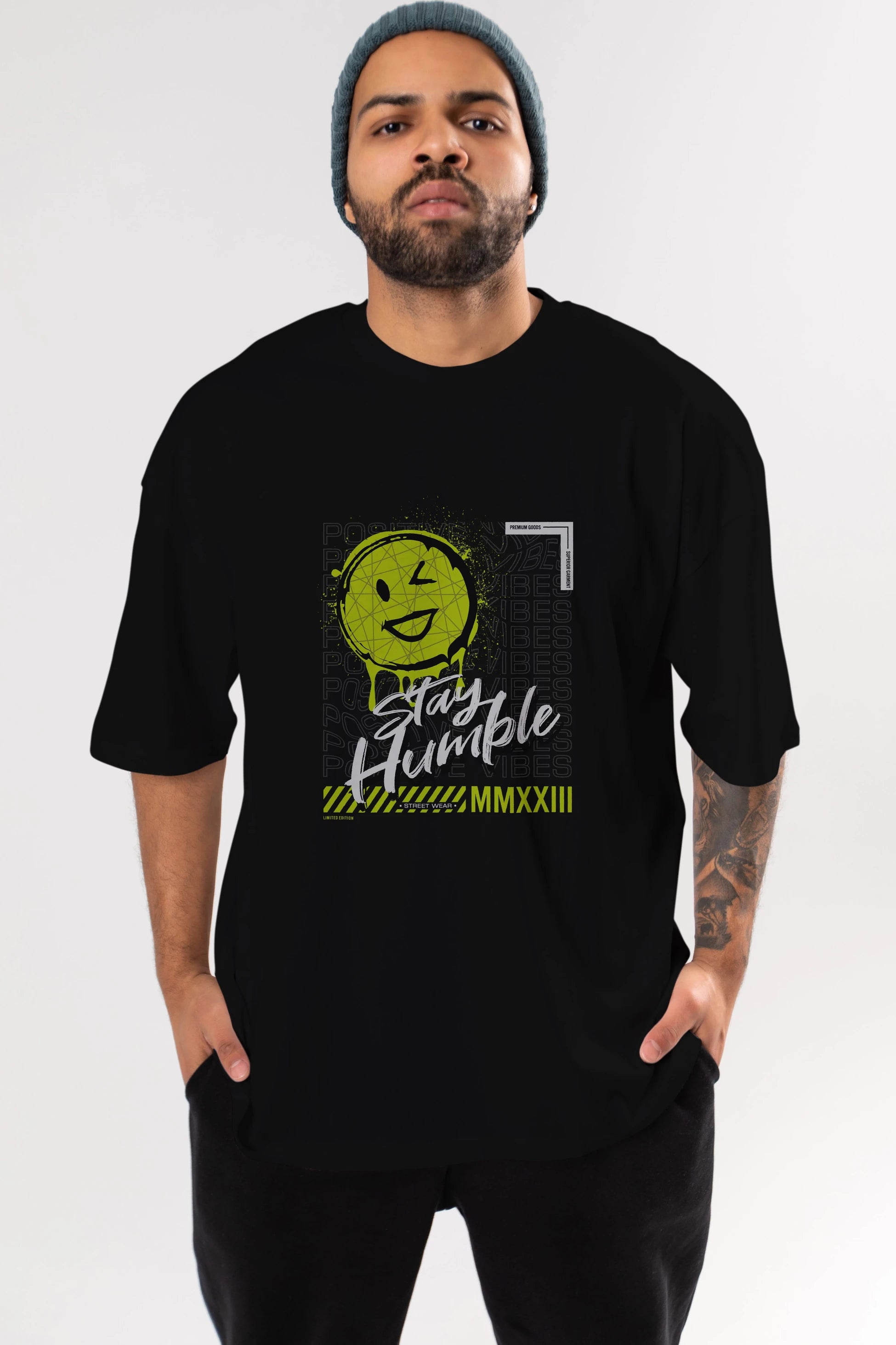 Stay Humble Ön Baskılı Oversize t-shirt Erkek Kadın Unisex