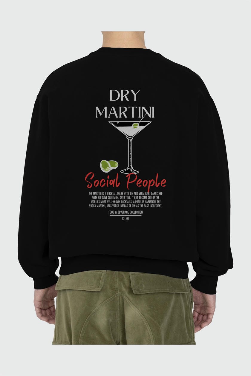 Dry Martini Arka Baskılı Oversize Sweatshirt Erkek Kadın Unisex