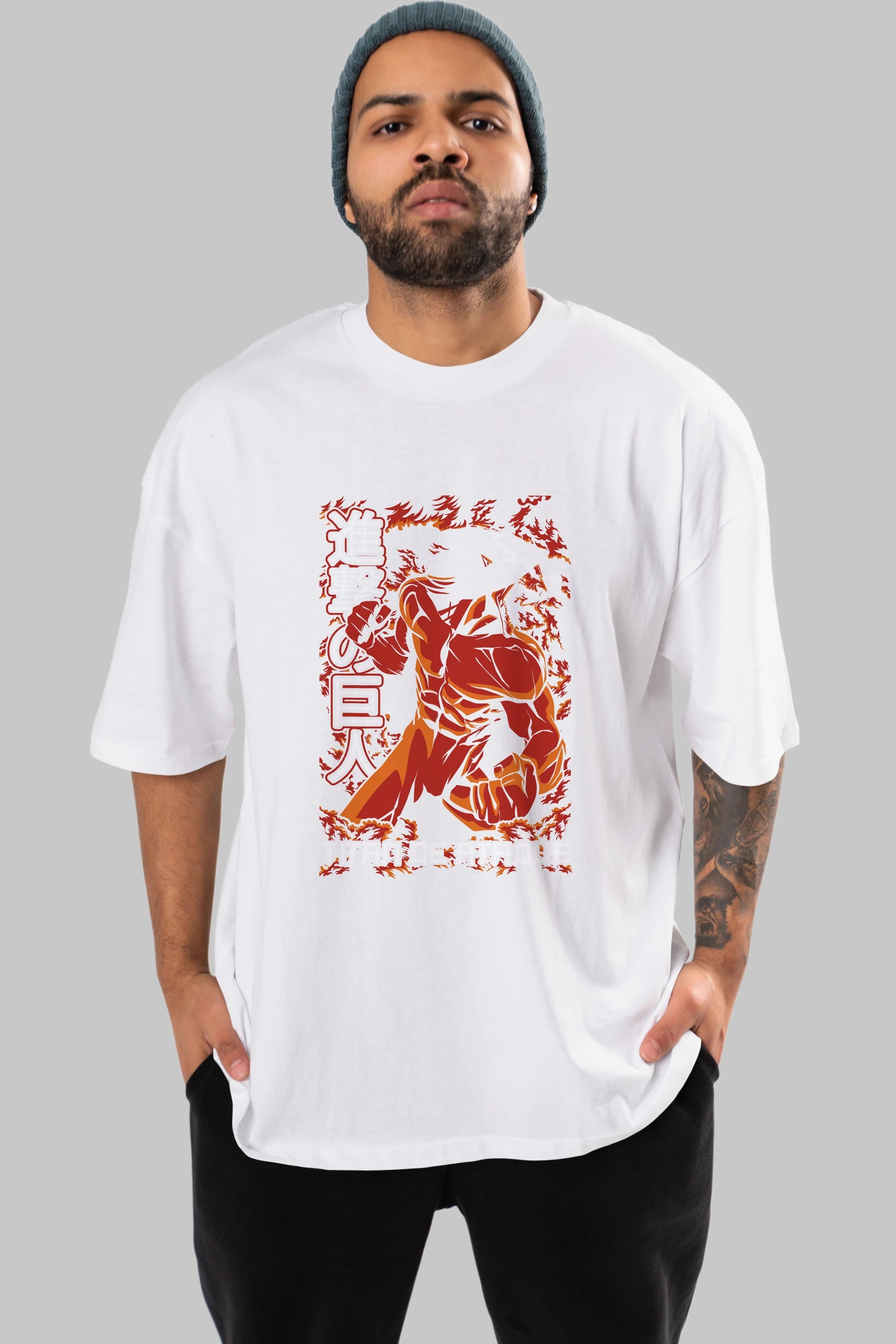 Eren Yeager Anime Ön Baskılı Oversize t-shirt Erkek Kadın Unisex