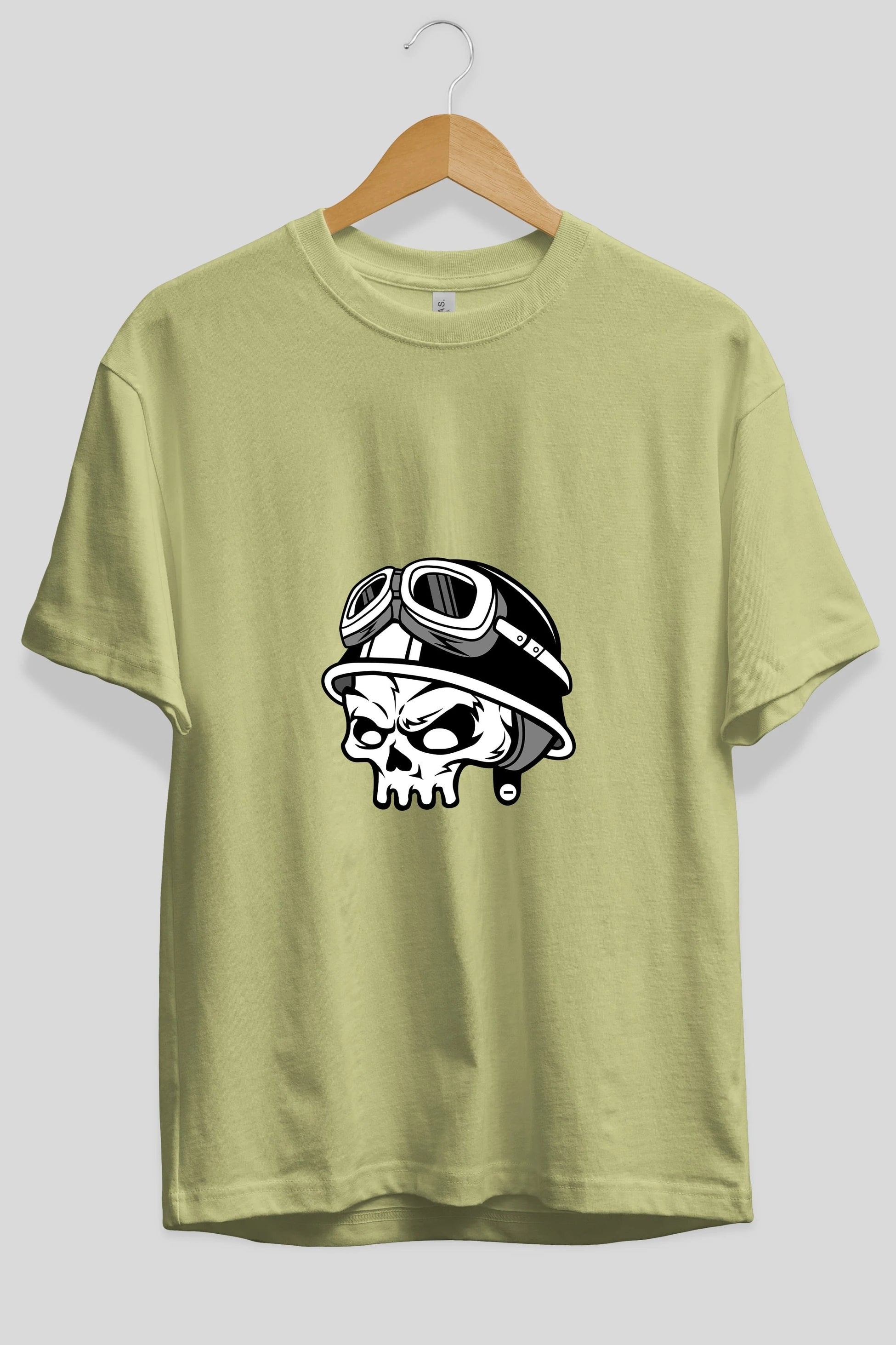Biker Helmet Ön Baskılı Oversize t-shirt Erkek Kadın Unisex %100 Pamuk tişort