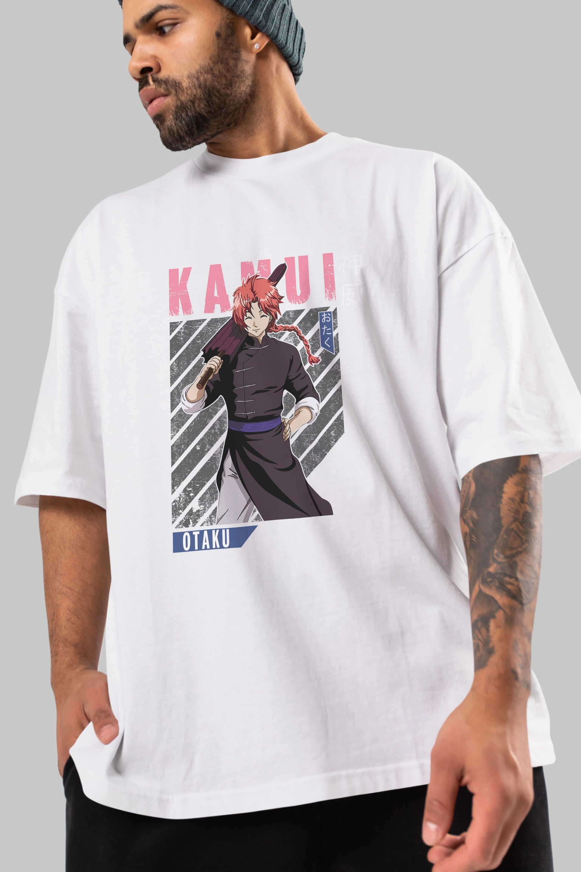 Kamui GINTAMA 1 Anime Ön Baskılı Oversize t-shirt %100 pamuk Erkek Kadın Unisex
