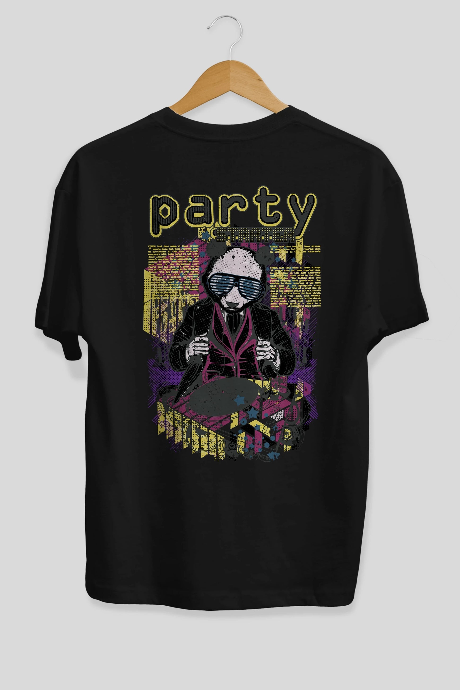 Party Starter Arka Baskılı Oversize t-shirt Erkek Kadın Unisex