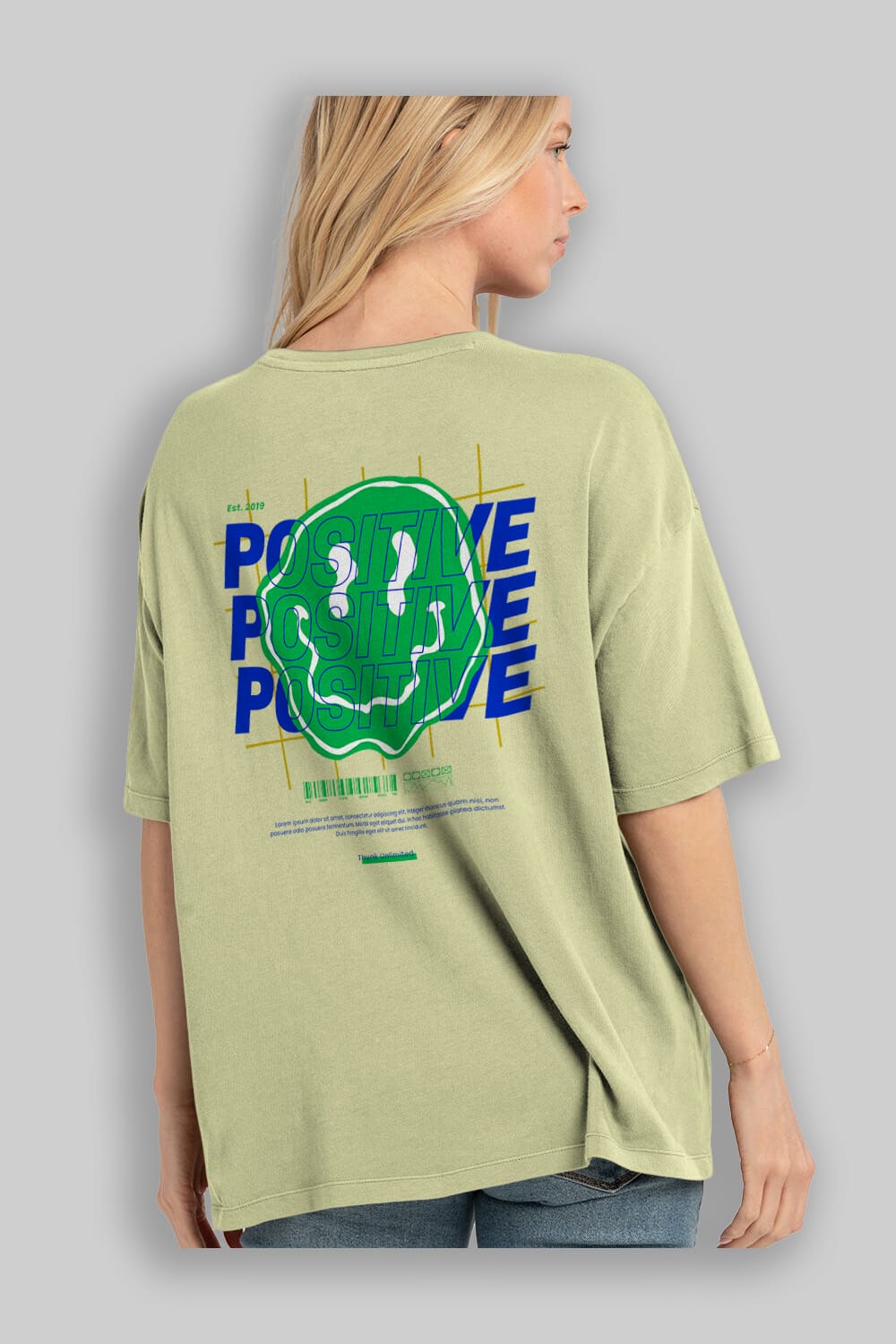 Positive 2 Arka Baskılı Oversize t-shirt Erkek Kadın Unisex