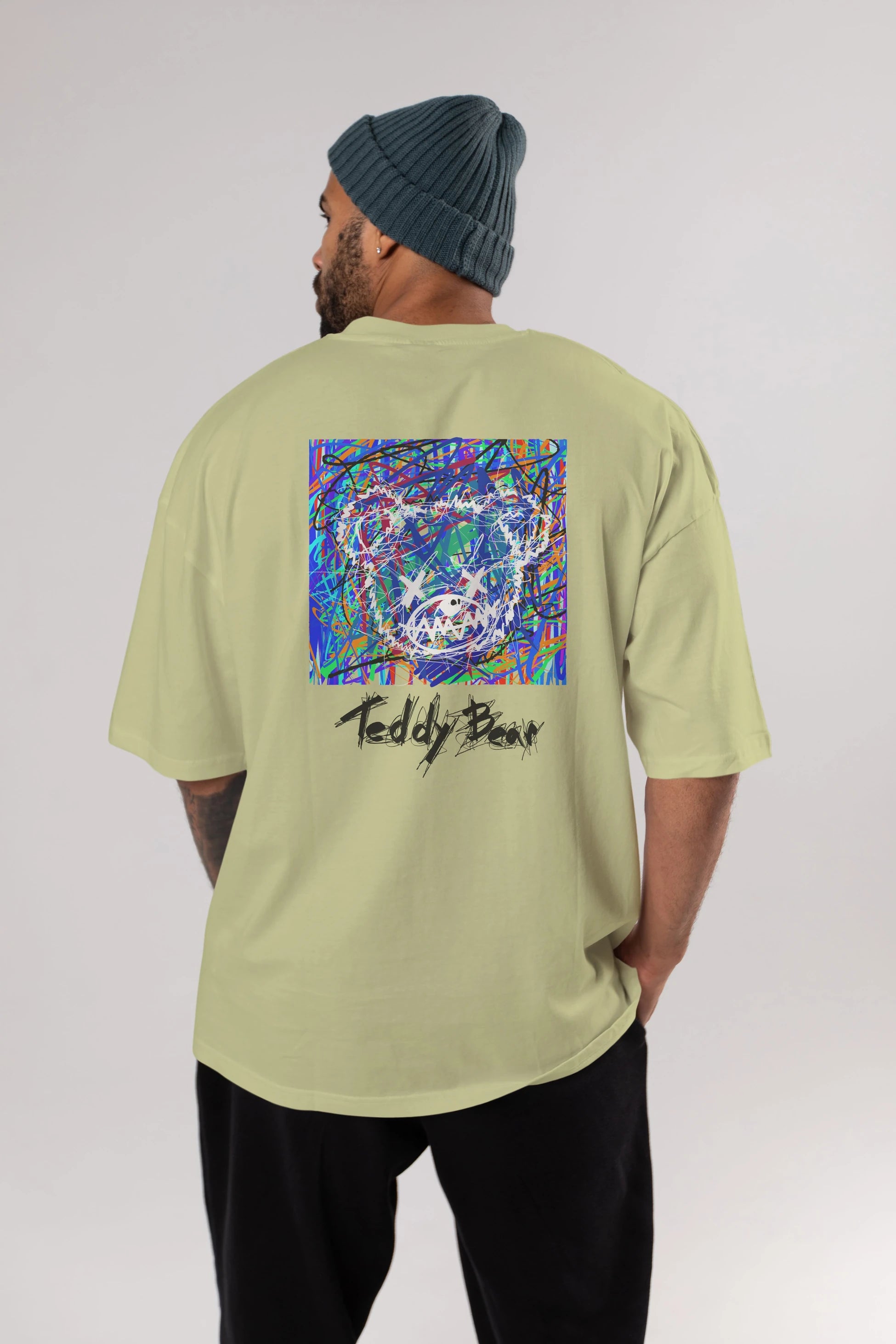 Teddy Bear 3 Arka Baskılı Oversize t-shirt Erkek Kadın Unisex