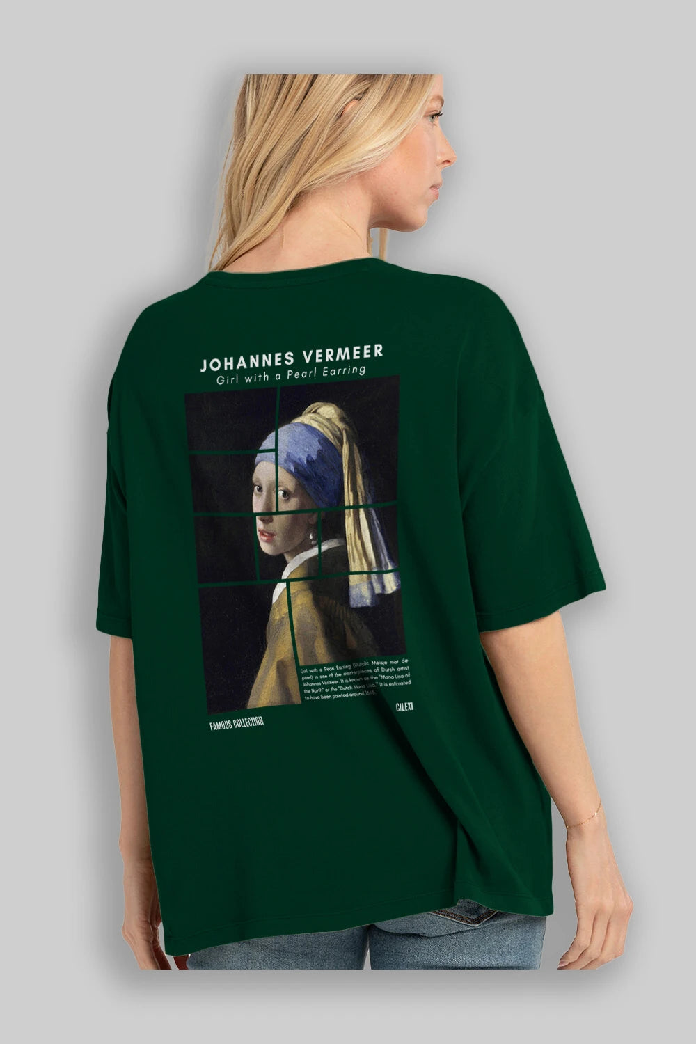Johannes Vermeer Arka Baskılı Oversize t-shirt Erkek Kadın Bisiklet Yaka Pamuk tişort