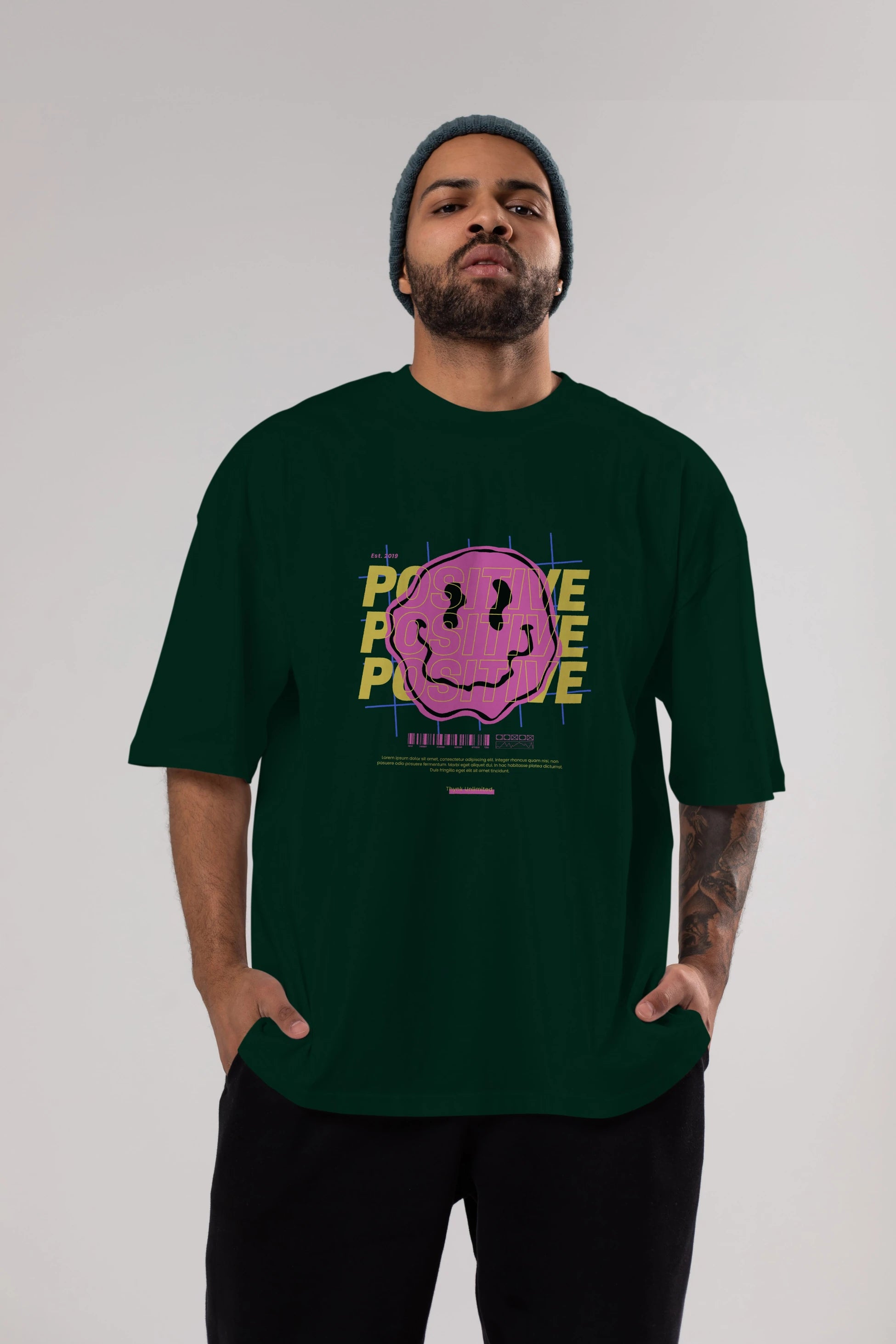 Positive 2 Ön Baskılı Oversize t-shirt Erkek Kadın Unisex