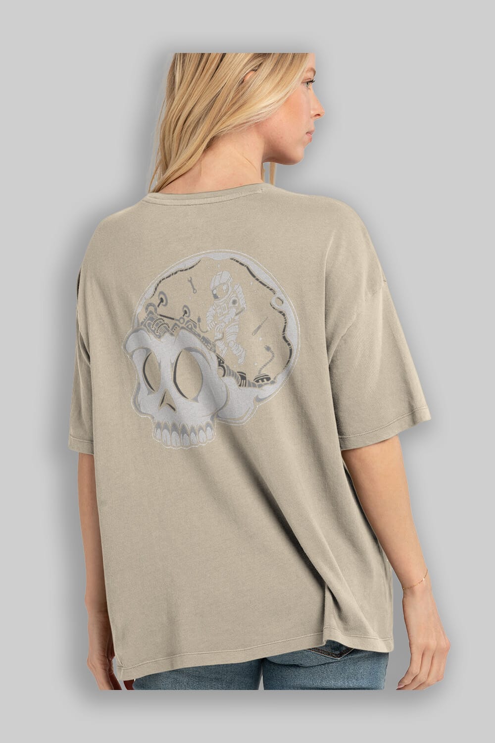 Astronaut Skull Brain Arka Baskılı Oversize t-shirt Erkek Kadın Unisex