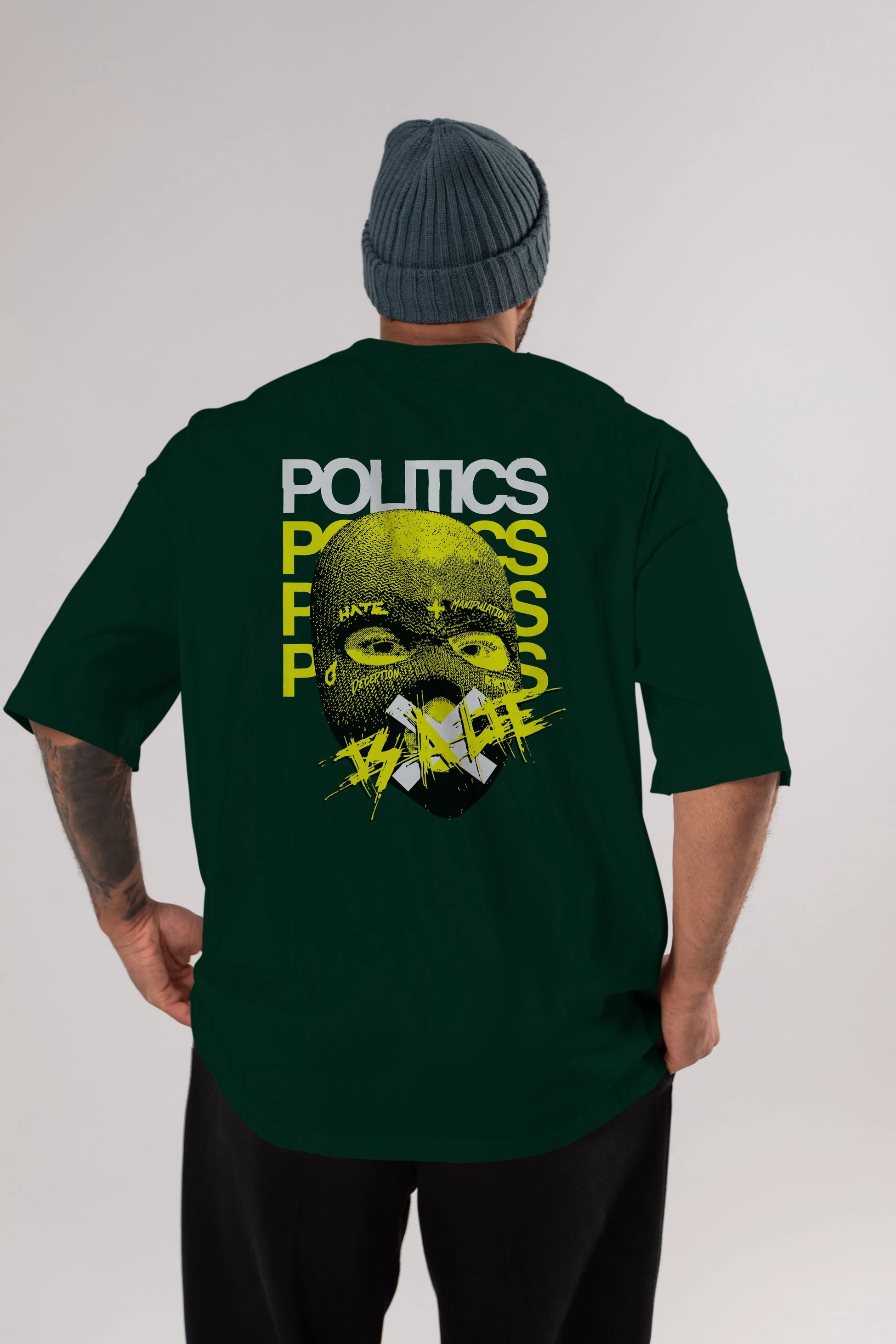 Politics is a Lie Arka Baskılı Oversize t-shirt Erkek Kadın Unisex