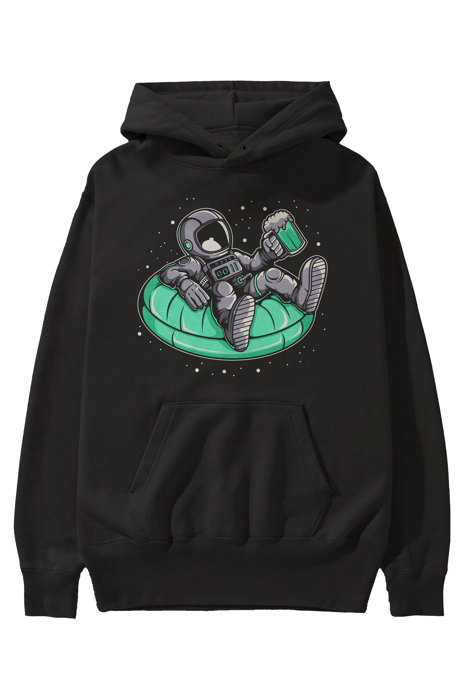 Astronaut Pool Float Ön Baskılı Hoodie Oversize Kapüşonlu Sweatshirt Erkek Kadın Unisex