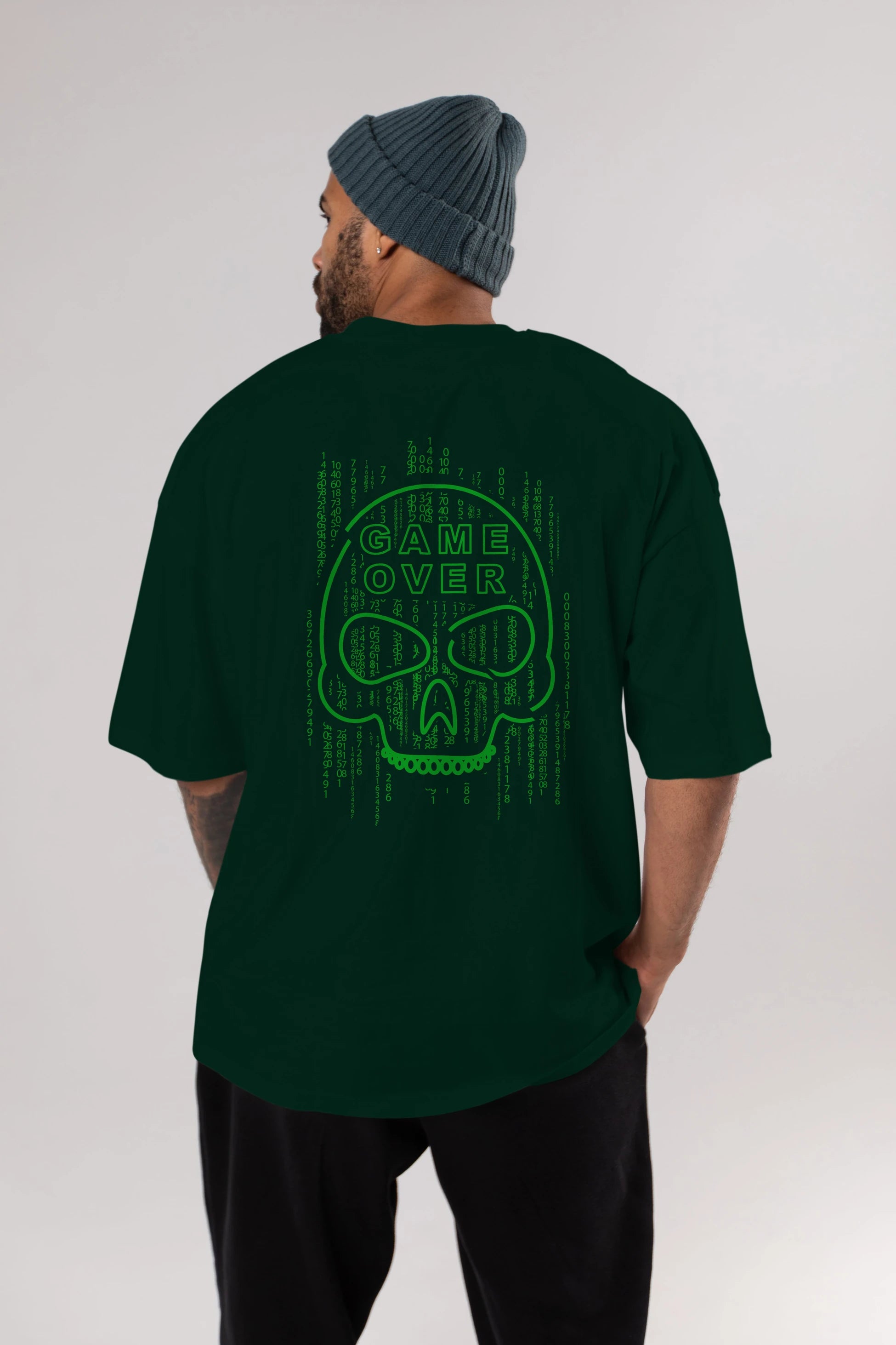 Game Over Arka Baskılı Oversize t-shirt Erkek Kadın Unisex
