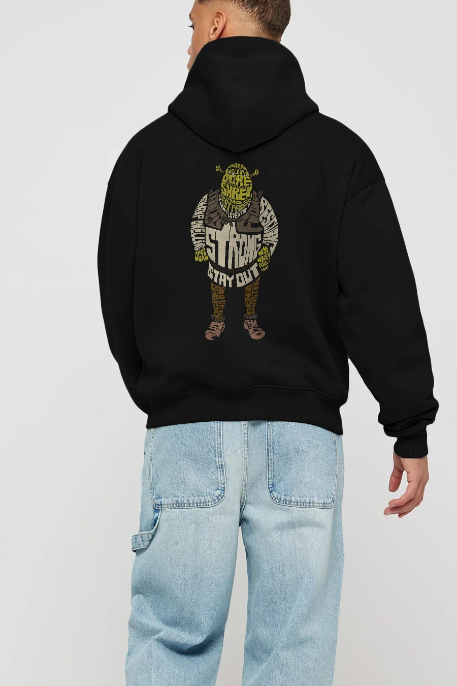 Shrek Arka Baskılı Hoodie Oversize Kapüşonlu Sweatshirt Erkek Kadın Unisex