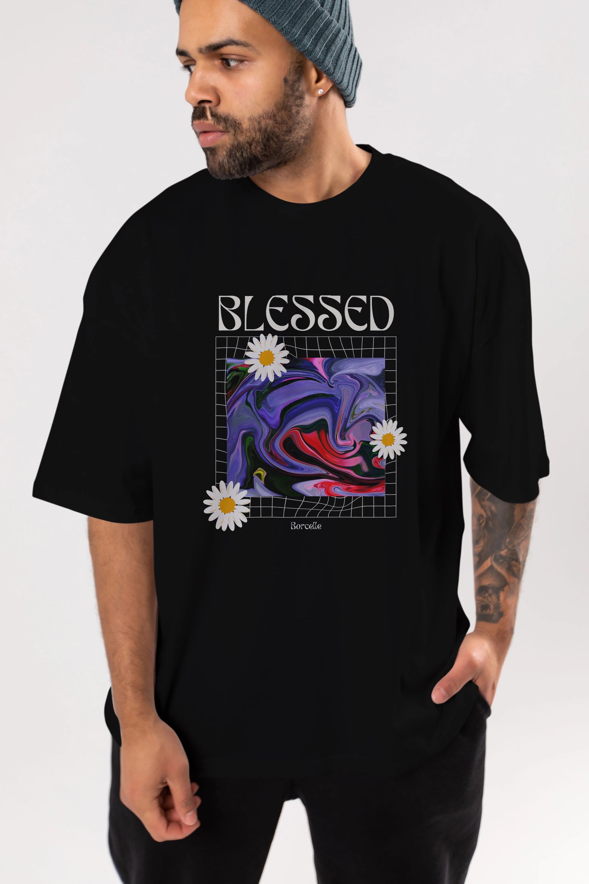 Blessed Ön Baskılı Oversize t-shirt Erkek Kadın Unisex