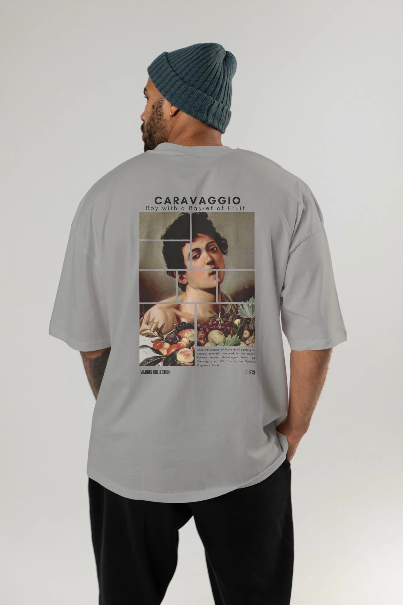 Caravaggio Boy Arka Baskılı Oversize t-shirt Erkek Kadın Bisiklet Yaka Pamuk tişort