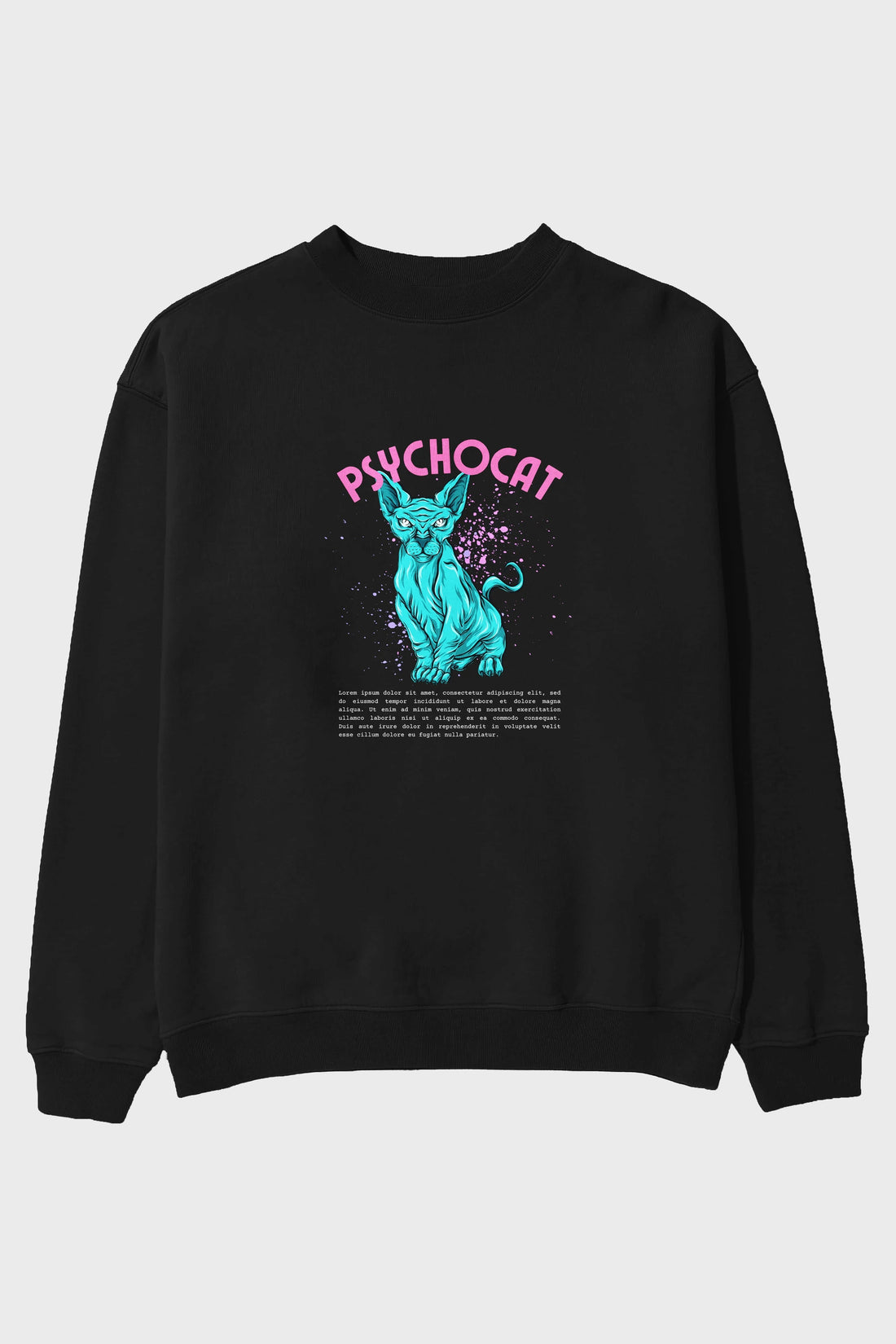 Psychocat Ön Baskılı Oversize Sweatshirt Erkek Kadın Unisex