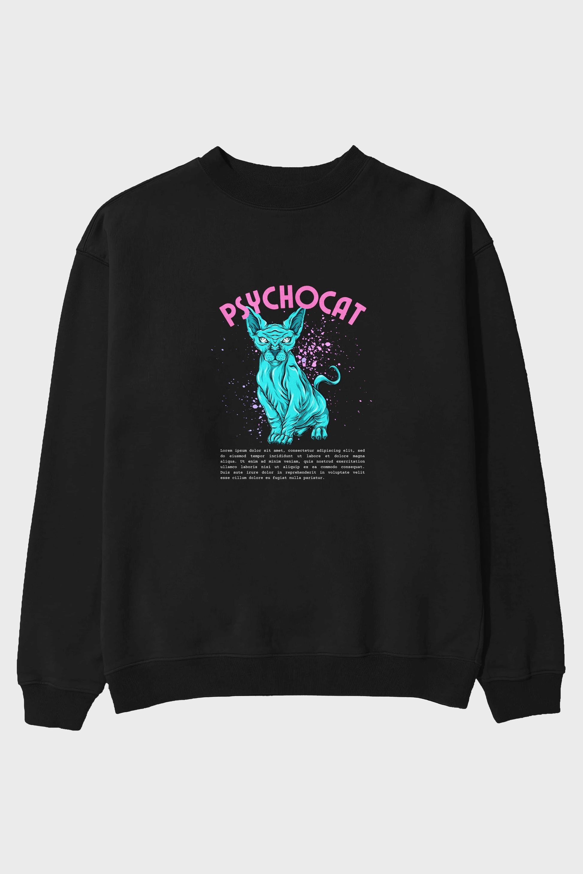 Psychocat Ön Baskılı Oversize Sweatshirt Erkek Kadın Unisex
