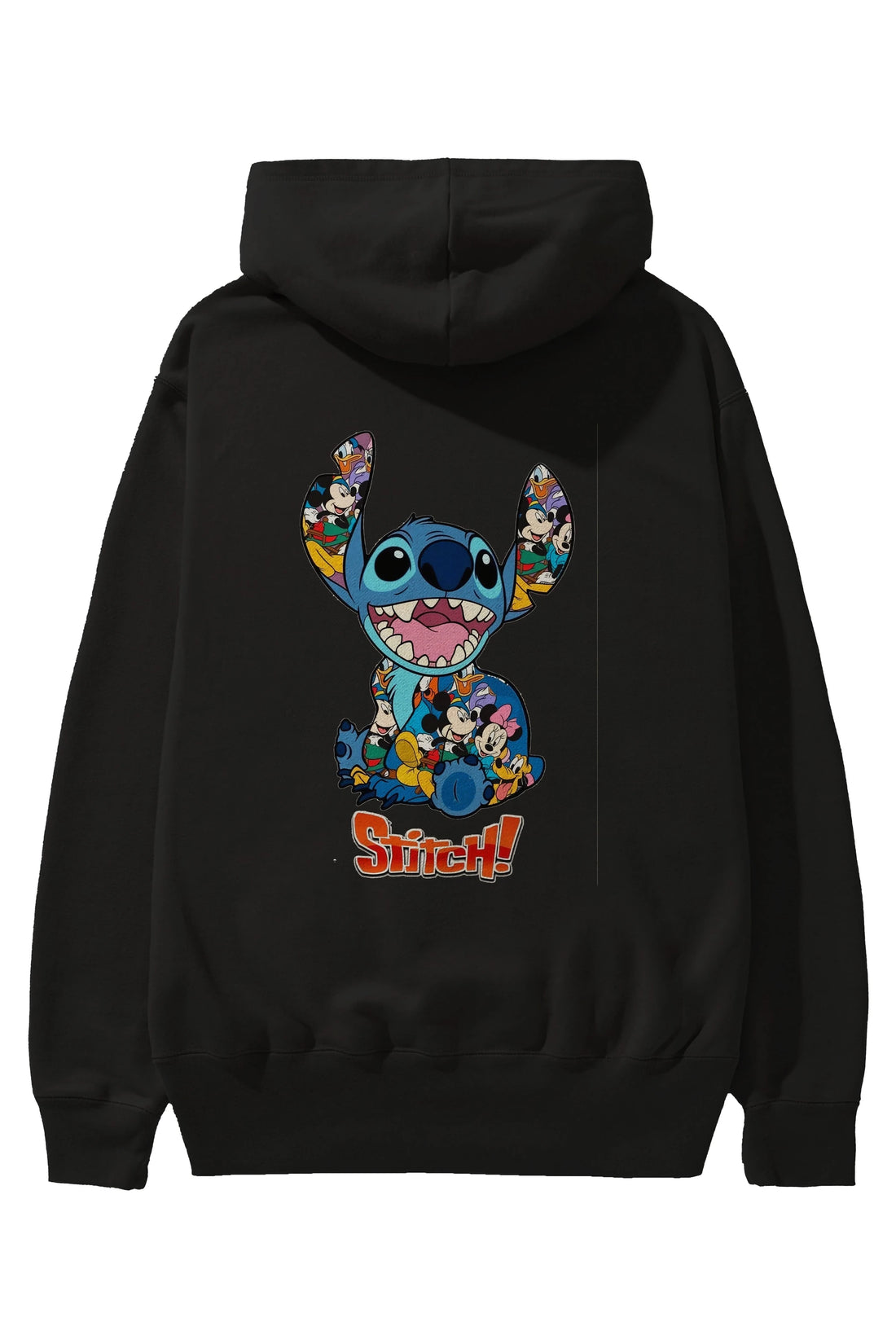 Stitch Arka Baskılı Hoodie Oversize Kapüşonlu Sweatshirt Erkek Kadın Unisex