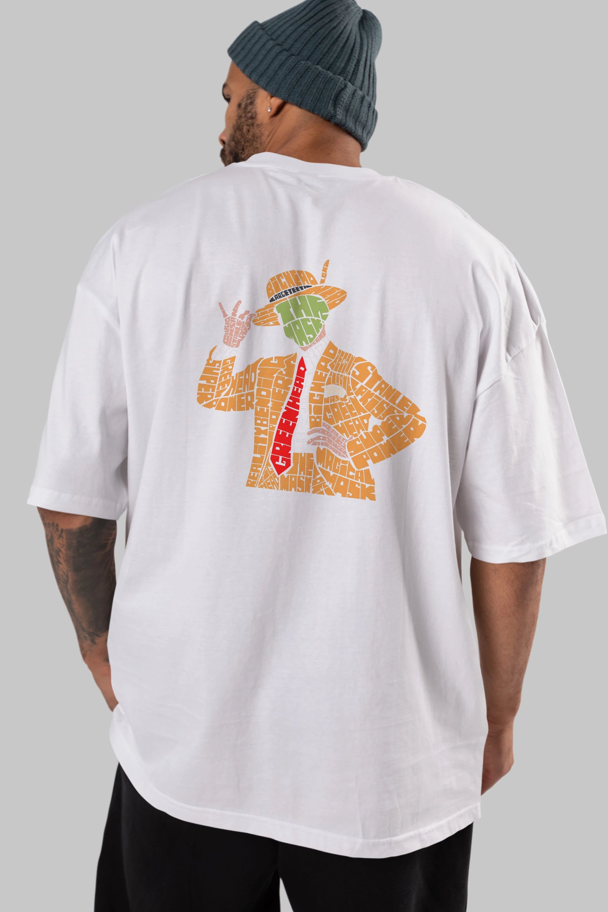 The Mask Arka Baskılı Oversize t-shirt %100 pamuk Erkek Kadın Unisex