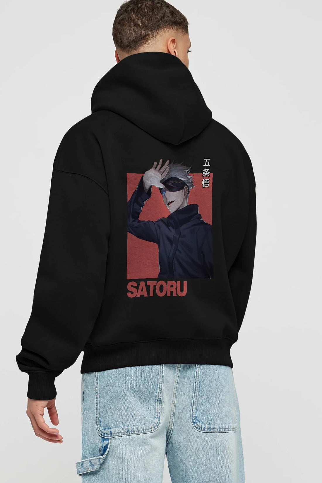 SATORU GOJO 2 Anime Arka Baskılı Hoodie Oversize Kapüşonlu Sweatshirt Erkek Kadın Unisex