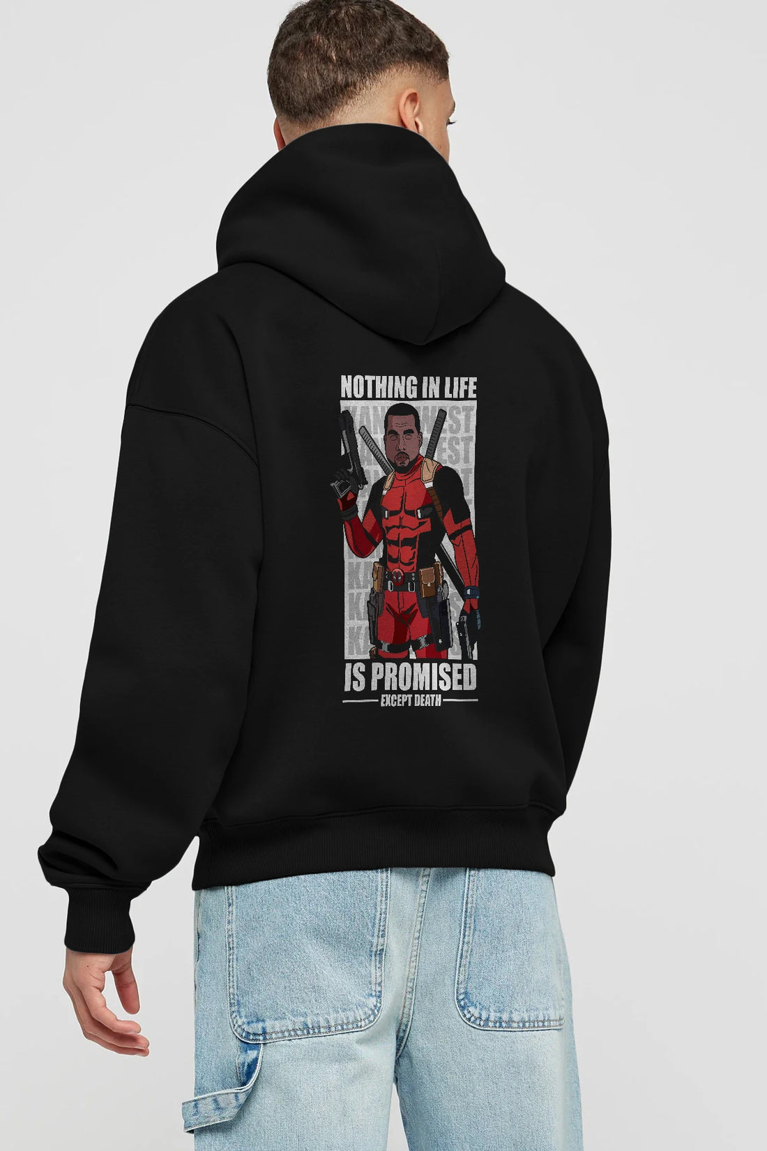 Kanye West Deadpool Arka Baskılı Hoodie Oversize Kapüşonlu Sweatshirt Erkek Kadın Unisex