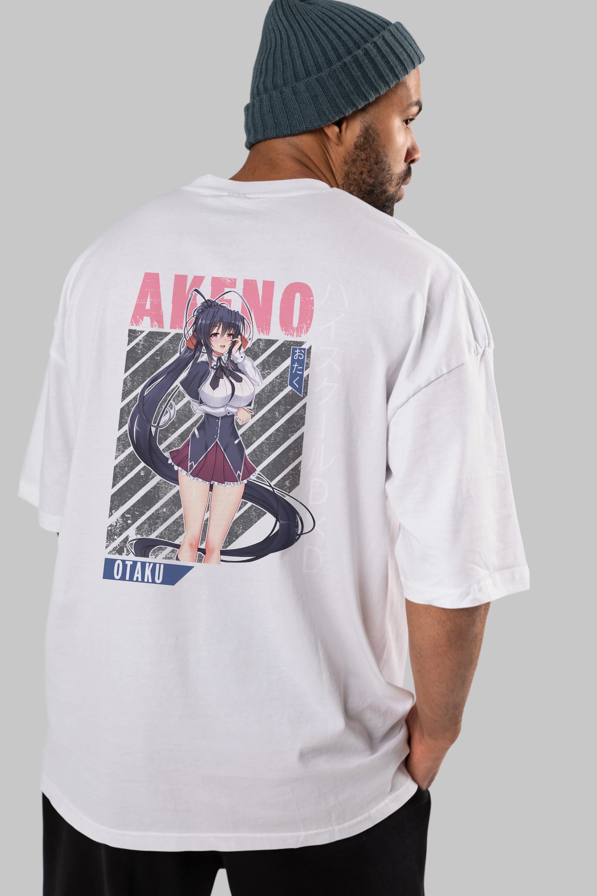 Akeno Himejima 4 Anime Arka Baskılı Oversize t-shirt Erkek Kadın Unisex