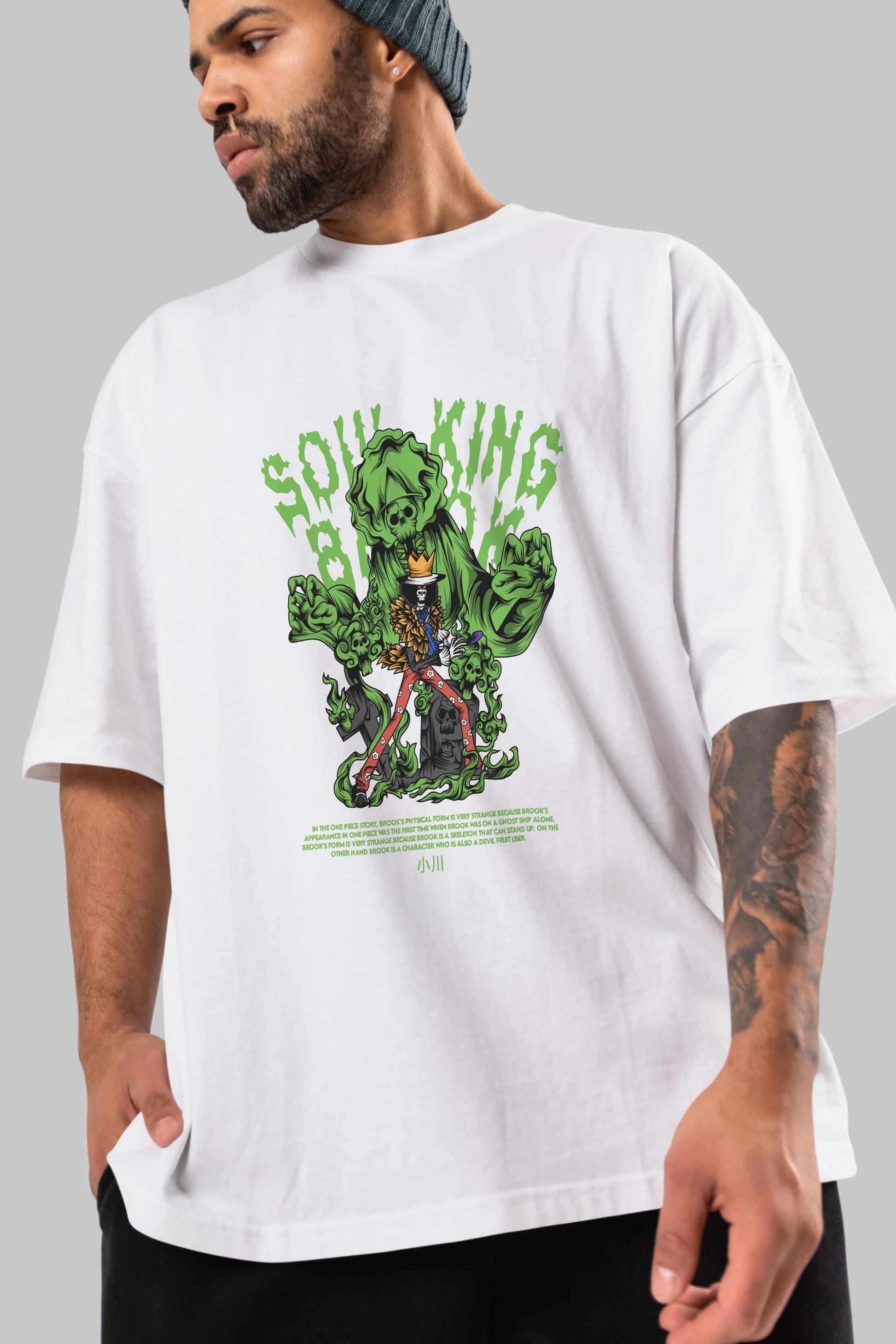 Soul King Brook Anime Ön Baskılı Oversize t-shirt %100 pamuk Erkek Kadın Unisex